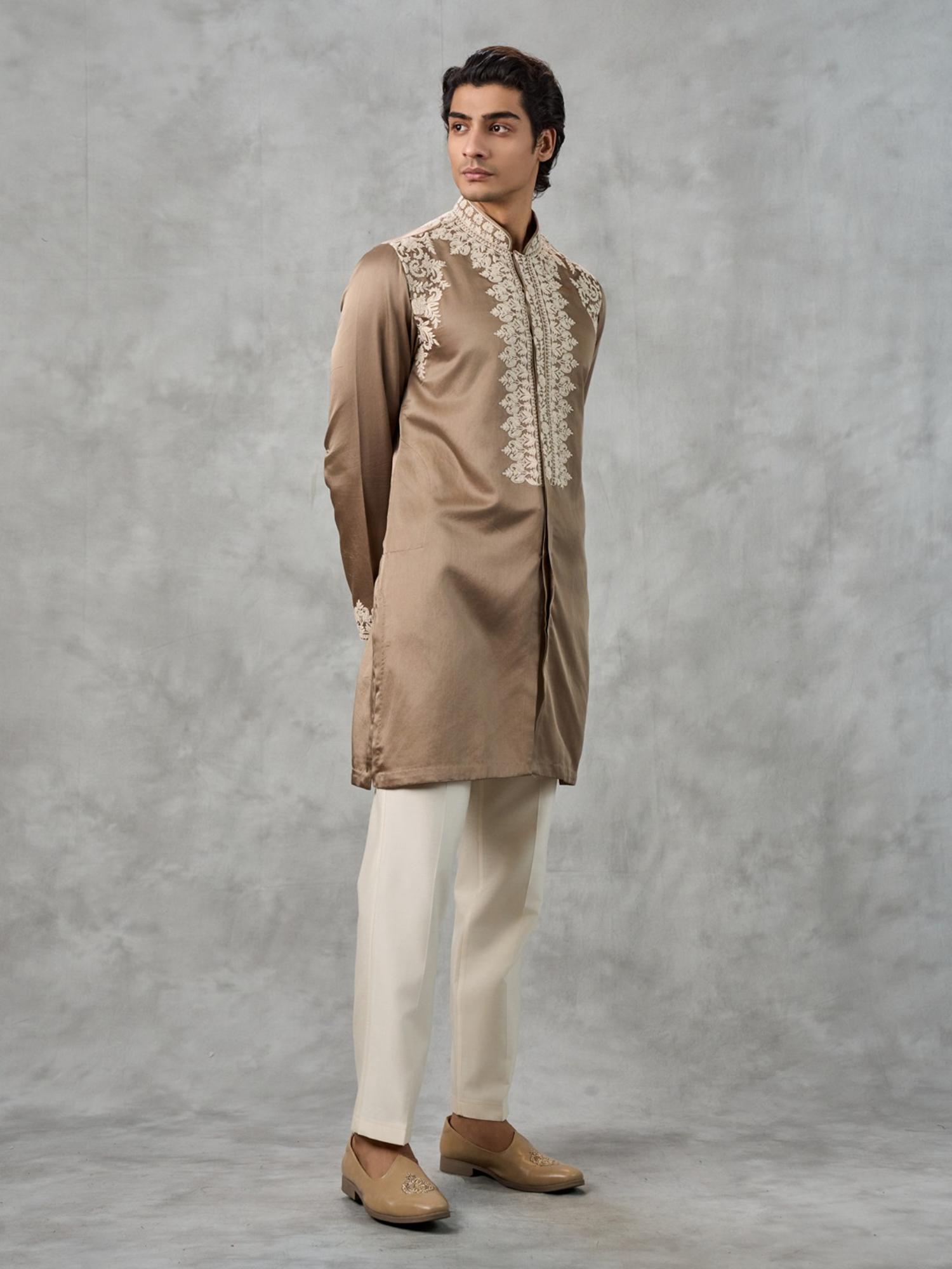 Brown Satin Kurta with Pant