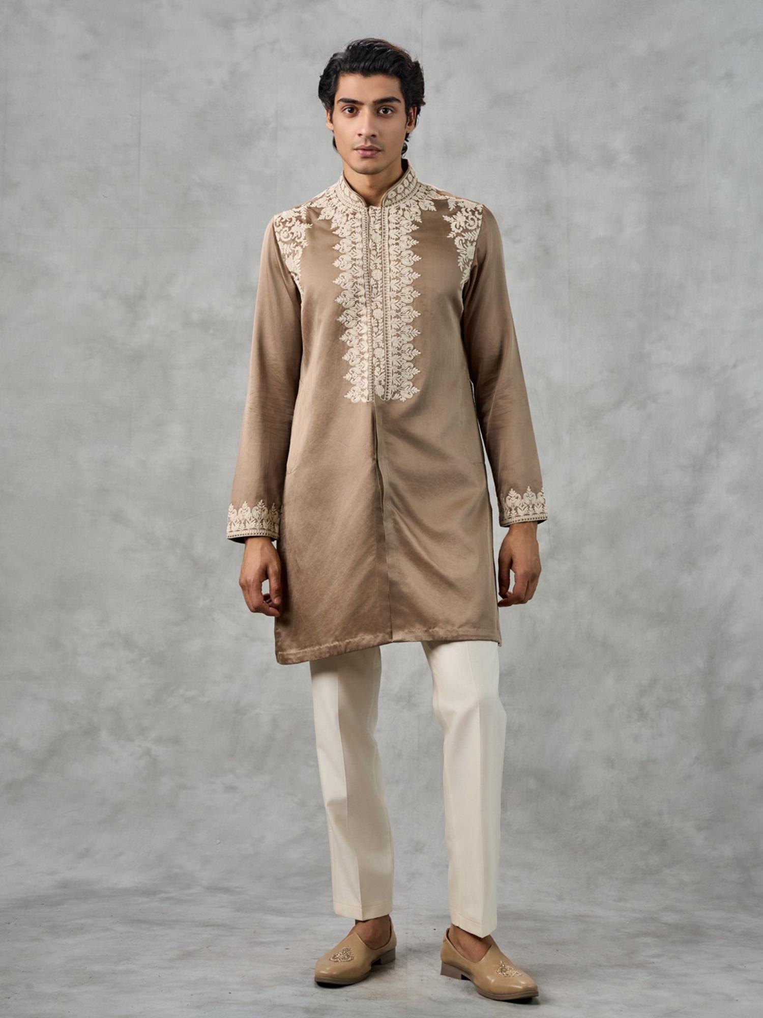 Brown Satin Kurta with Pant