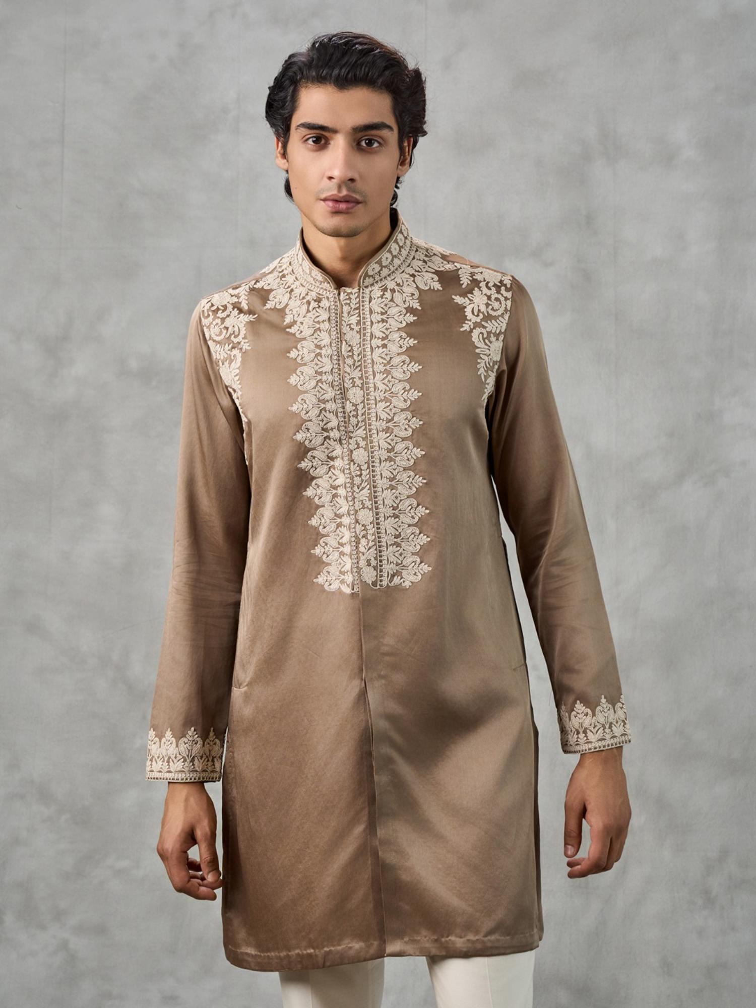 Brown Satin Kurta with Pant