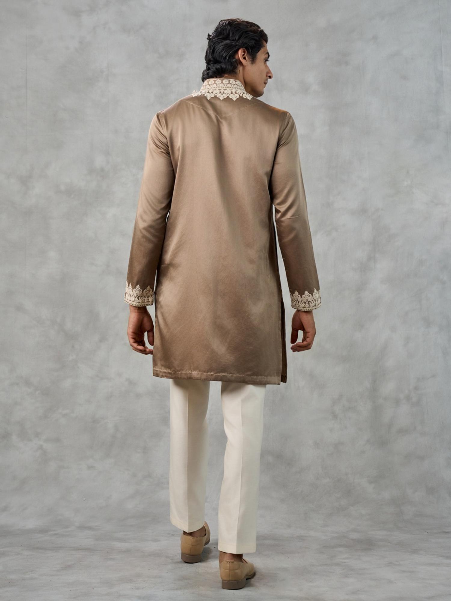 Brown Satin Kurta with Pant