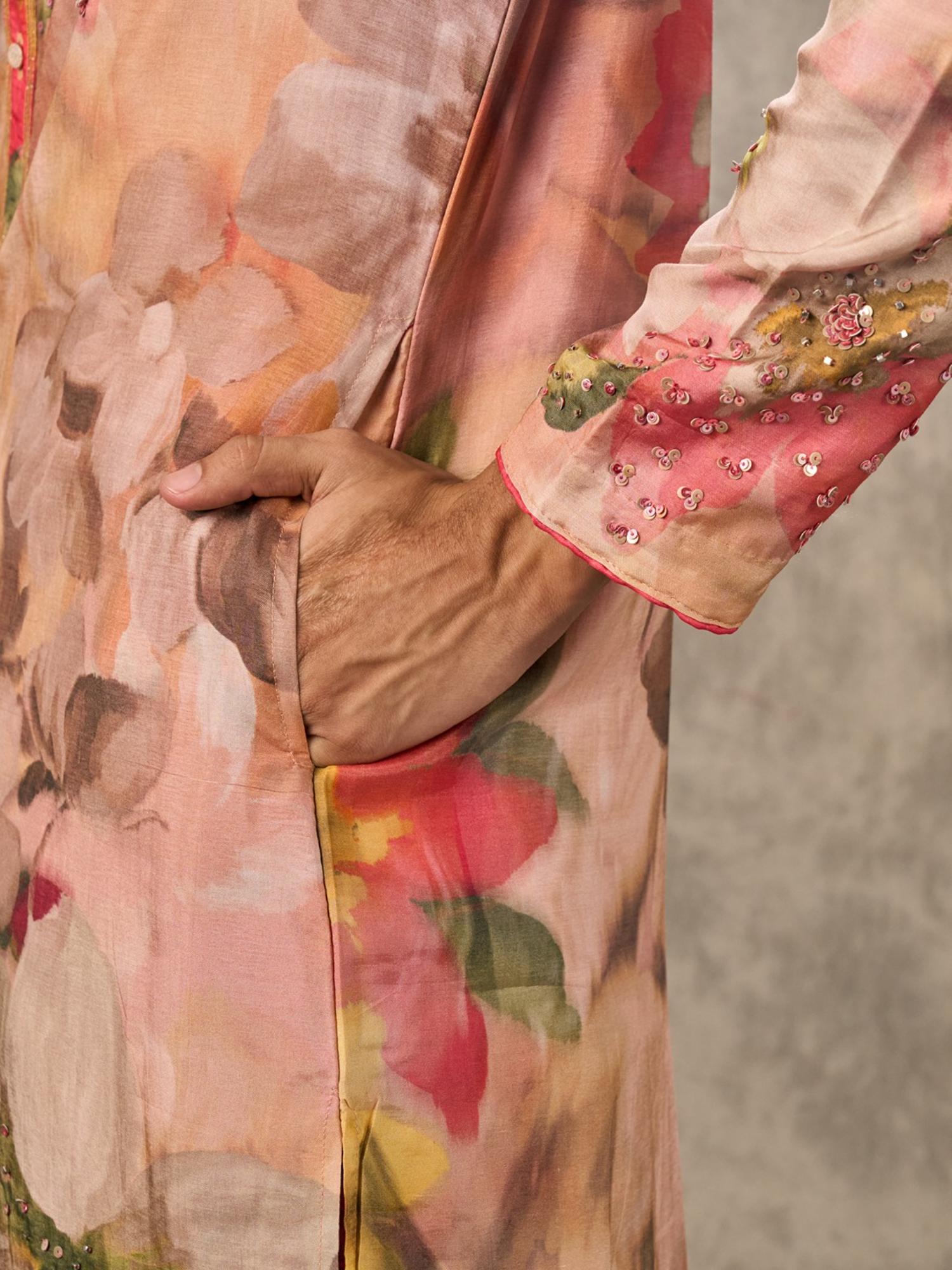 Enchanted Peach Floral Kurta with Pant