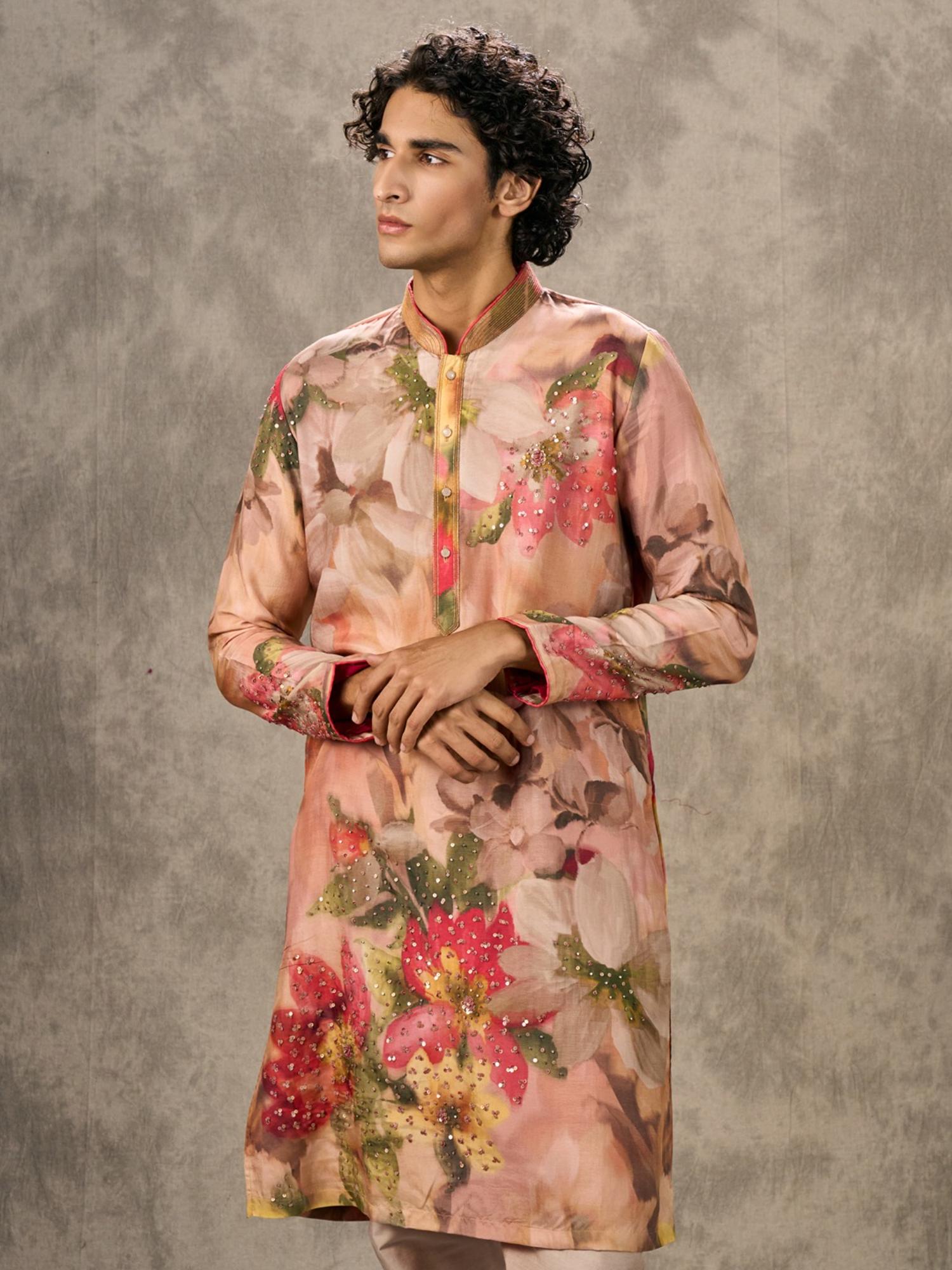 Enchanted Peach Floral Kurta with Pant