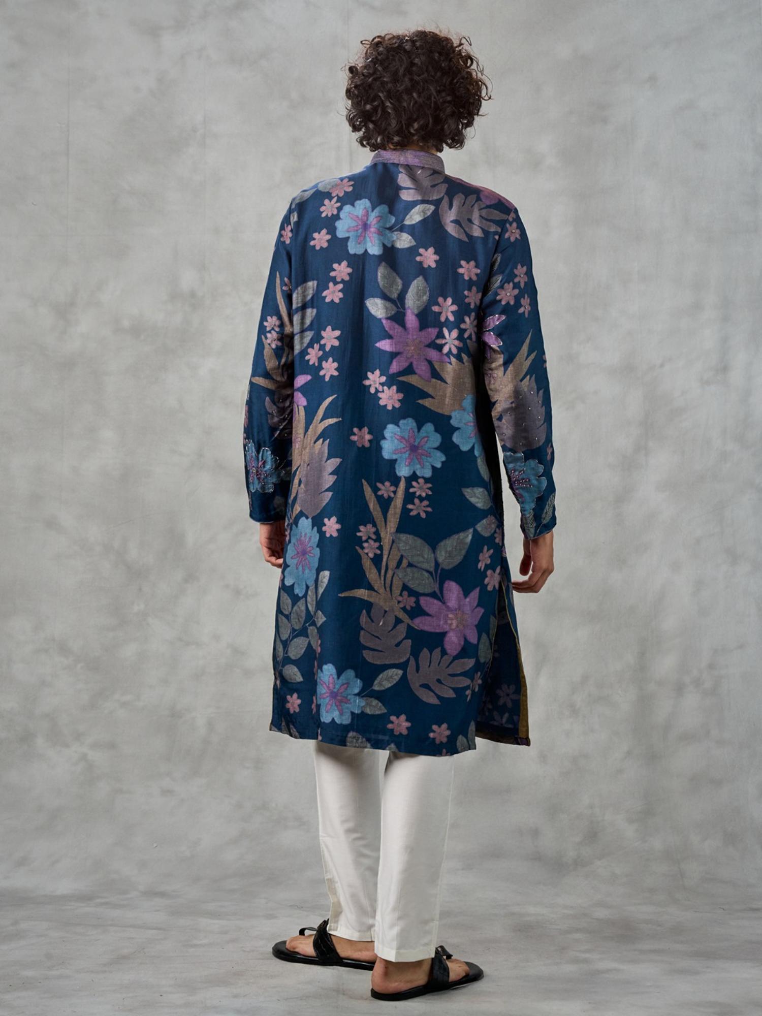 Navy Blue Festive Charm Kurta with Pant