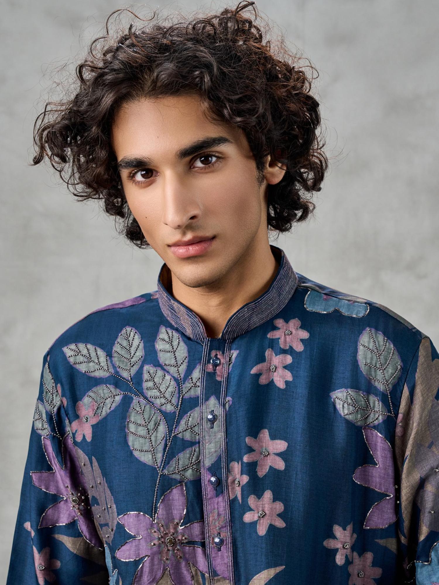 Navy Blue Festive Charm Kurta with Pant