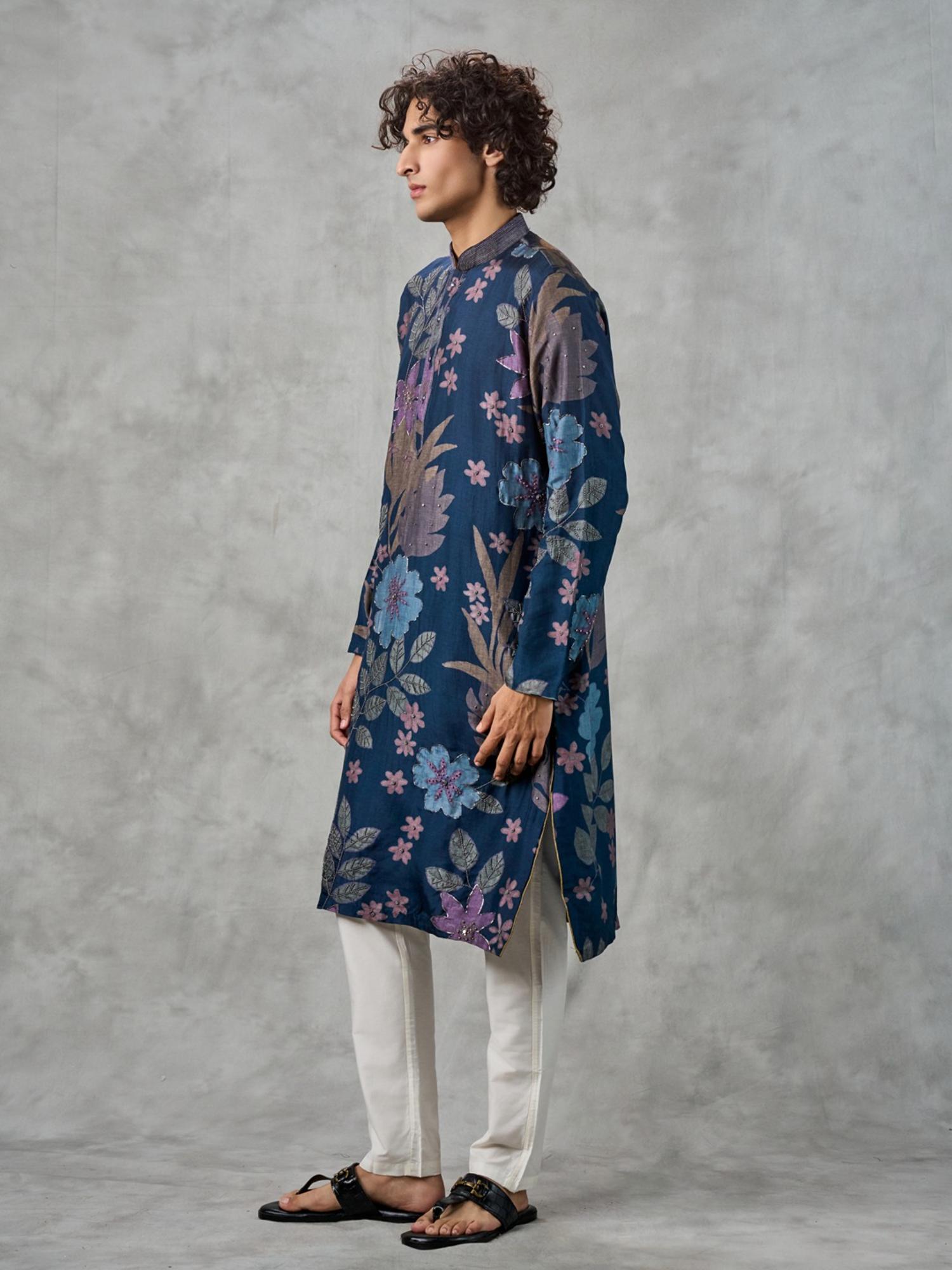 Navy Blue Festive Charm Kurta with Pant