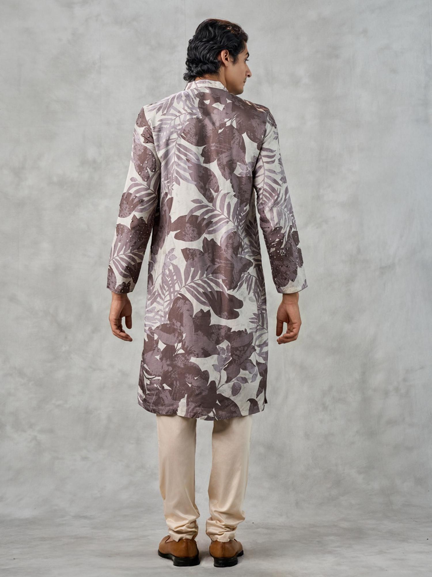 Elegant Dark Grey Art Silk Kurta with Churidar