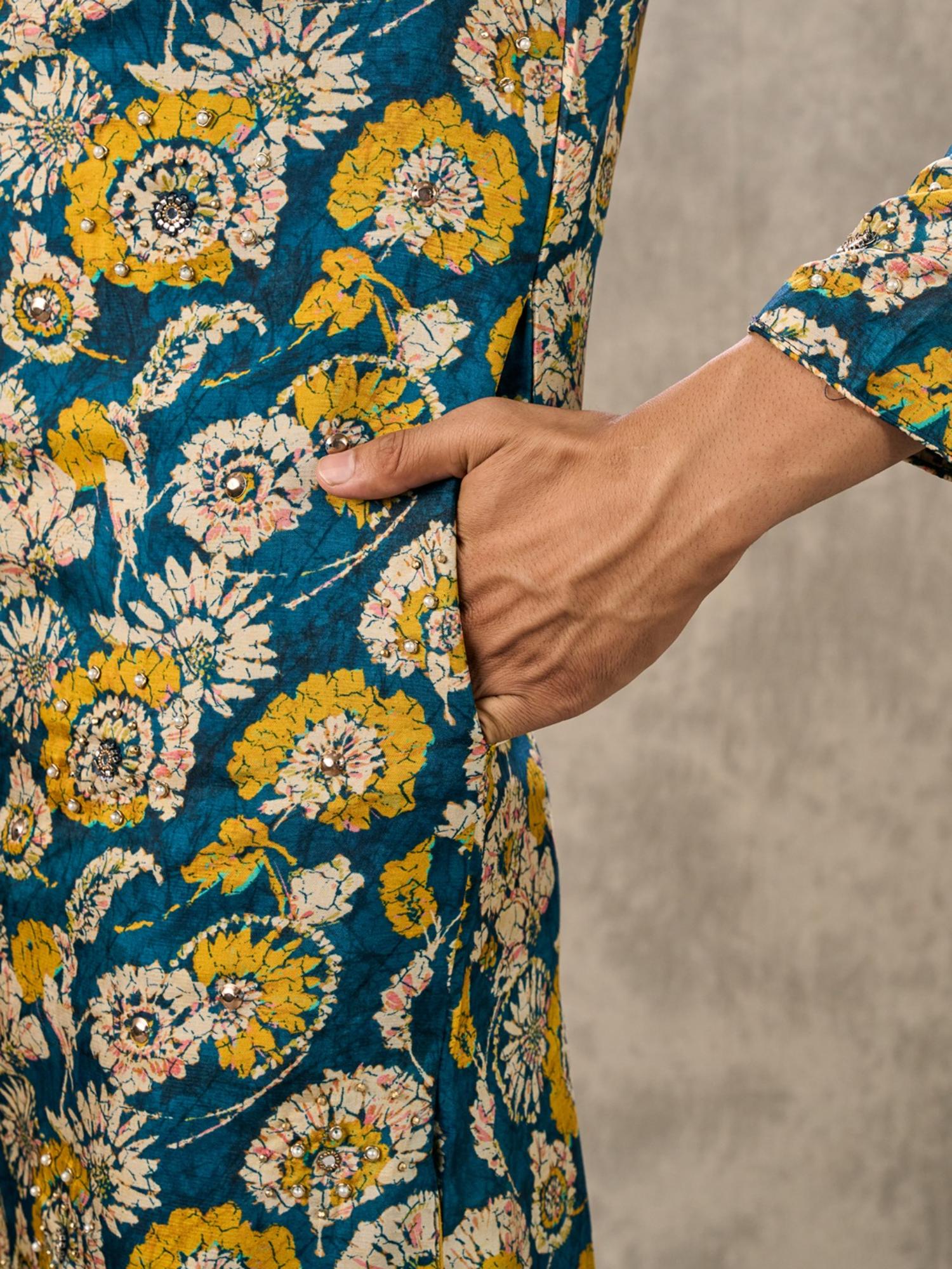 Teal Blue Elegance Kurta with Pant