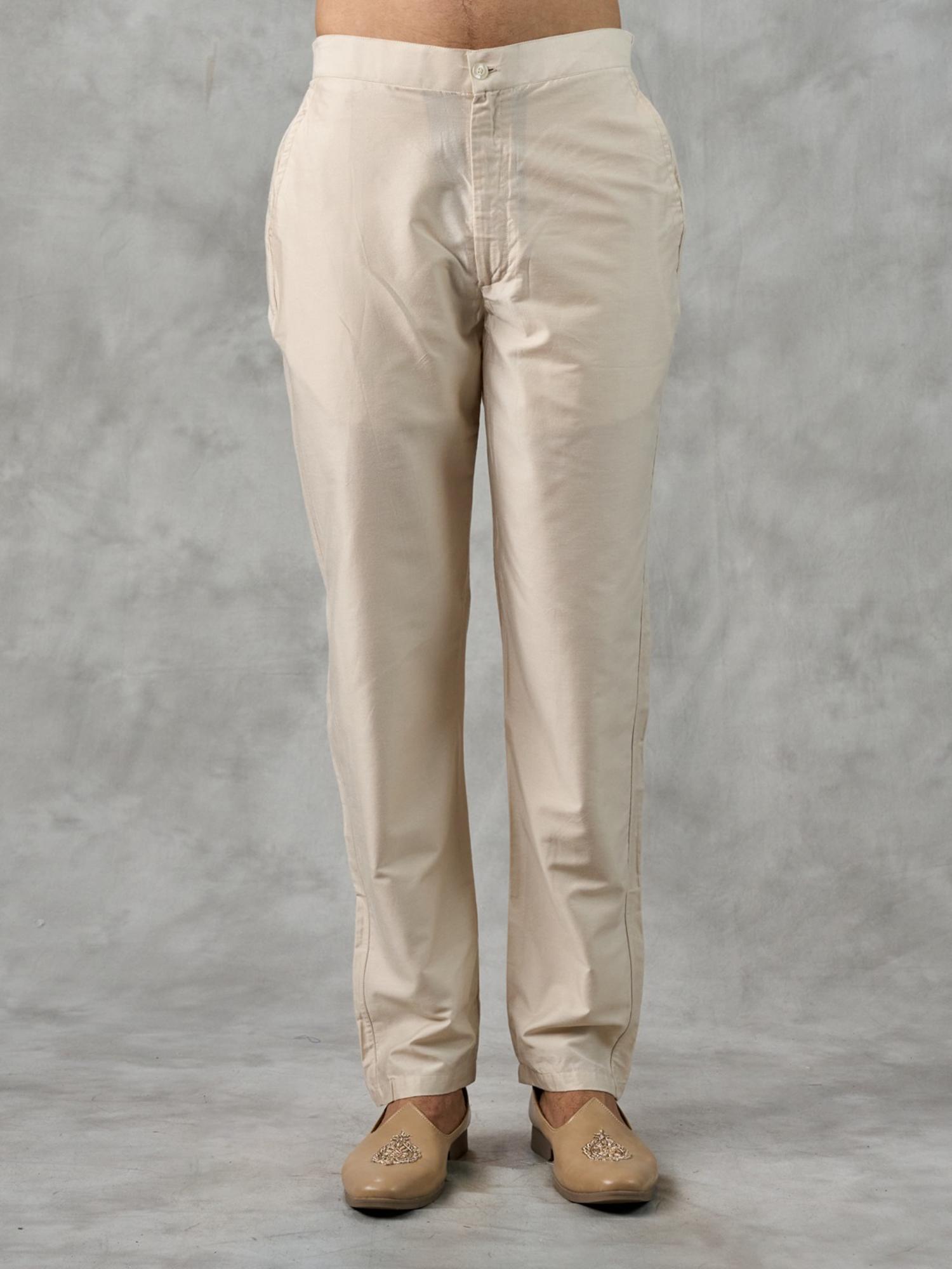 Beige Floral Embellished Kurta with Pant