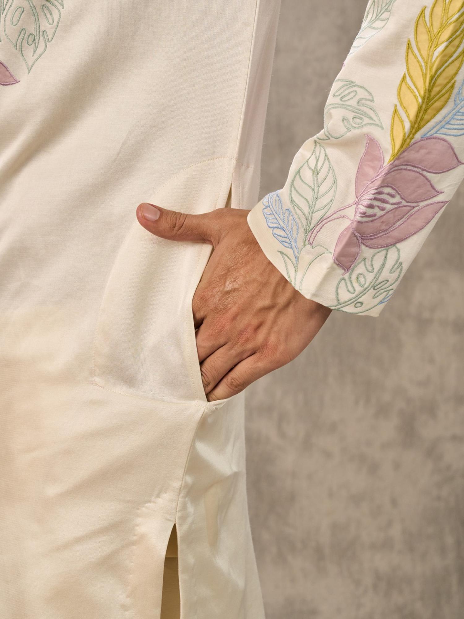 Cream Radiance Satin Kurta with Pant