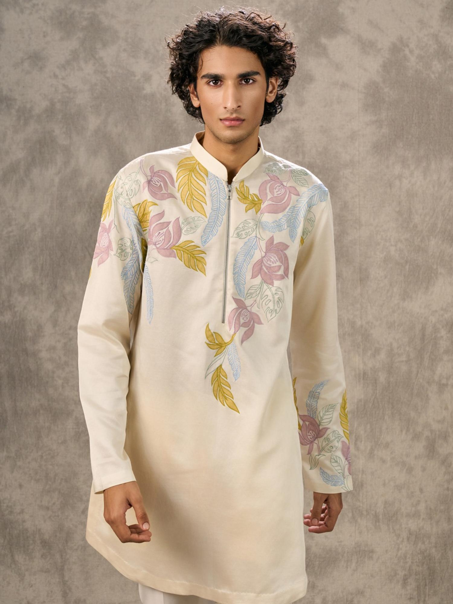 Cream Radiance Satin Kurta with Pant