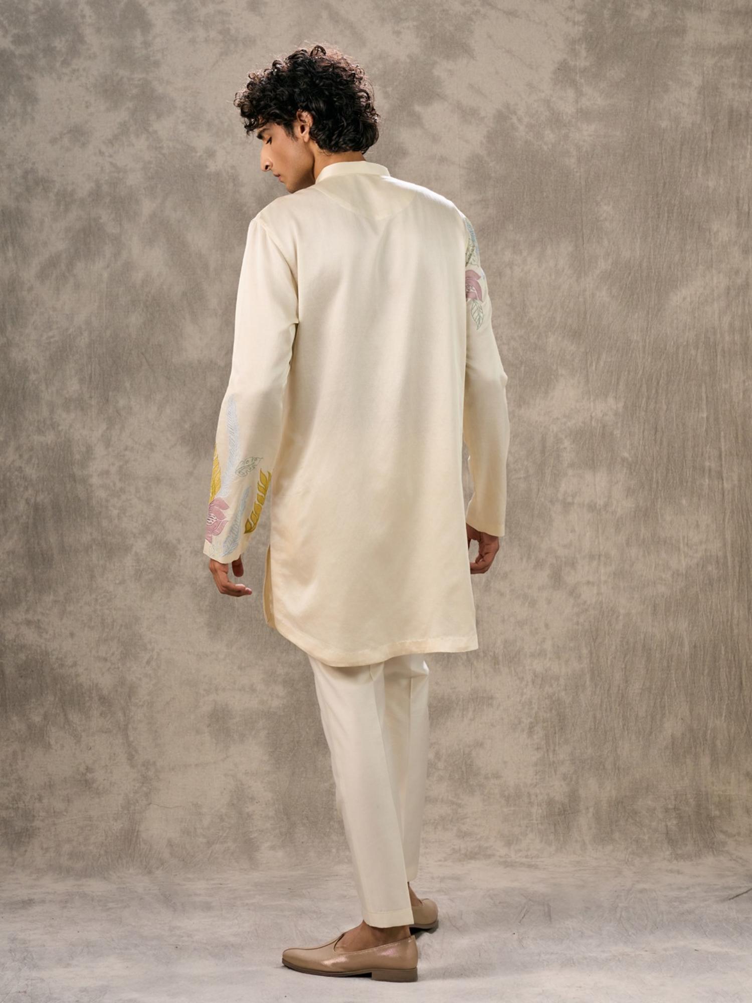 Cream Radiance Satin Kurta with Pant
