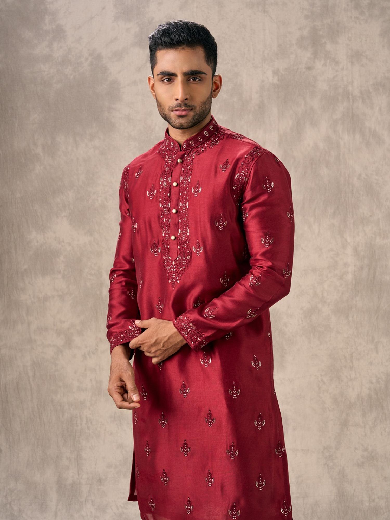 Regal Red Opulence Kurta and Pyjama