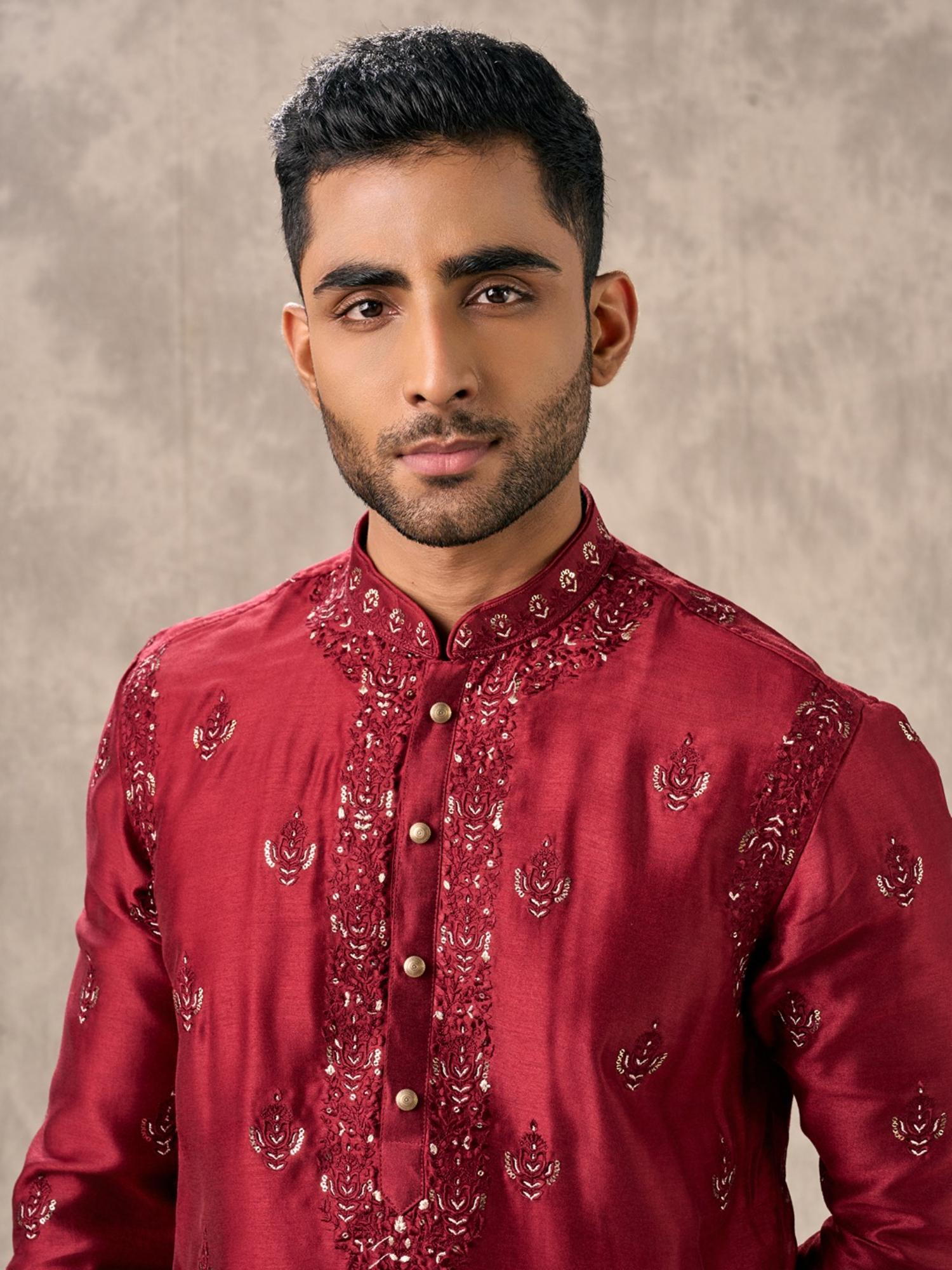 Regal Red Opulence Kurta and Pyjama