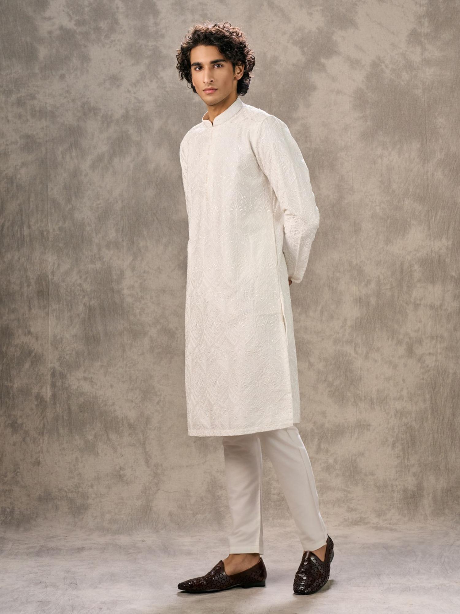 Warm White Harmony Kurta with Pyjama