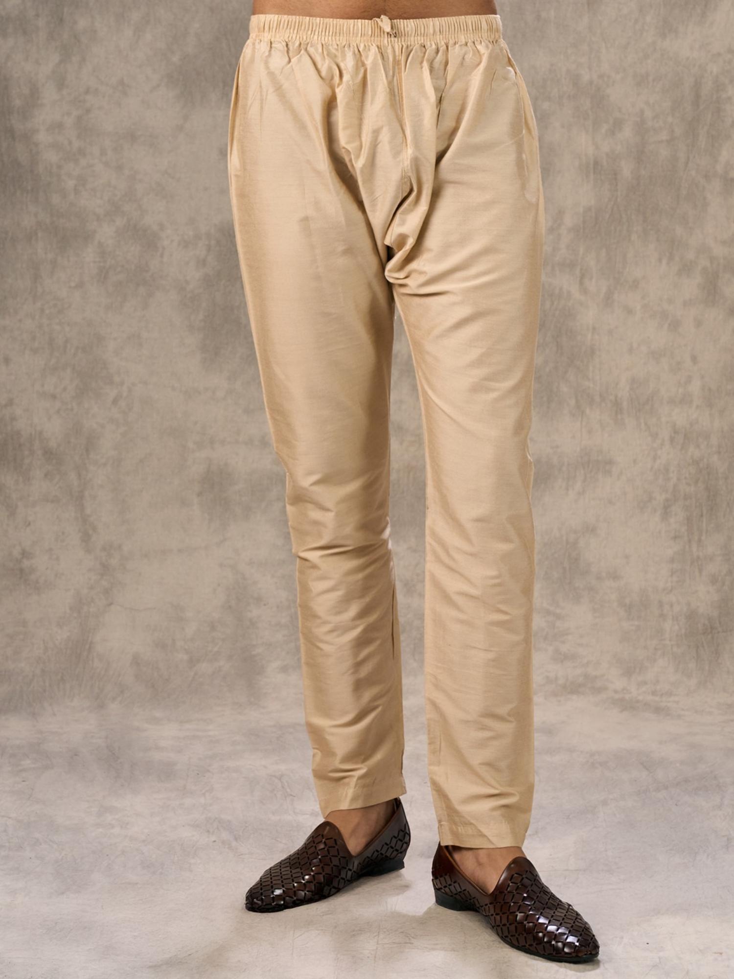 Beige Chanderi Splendored Kurta with Pyjama