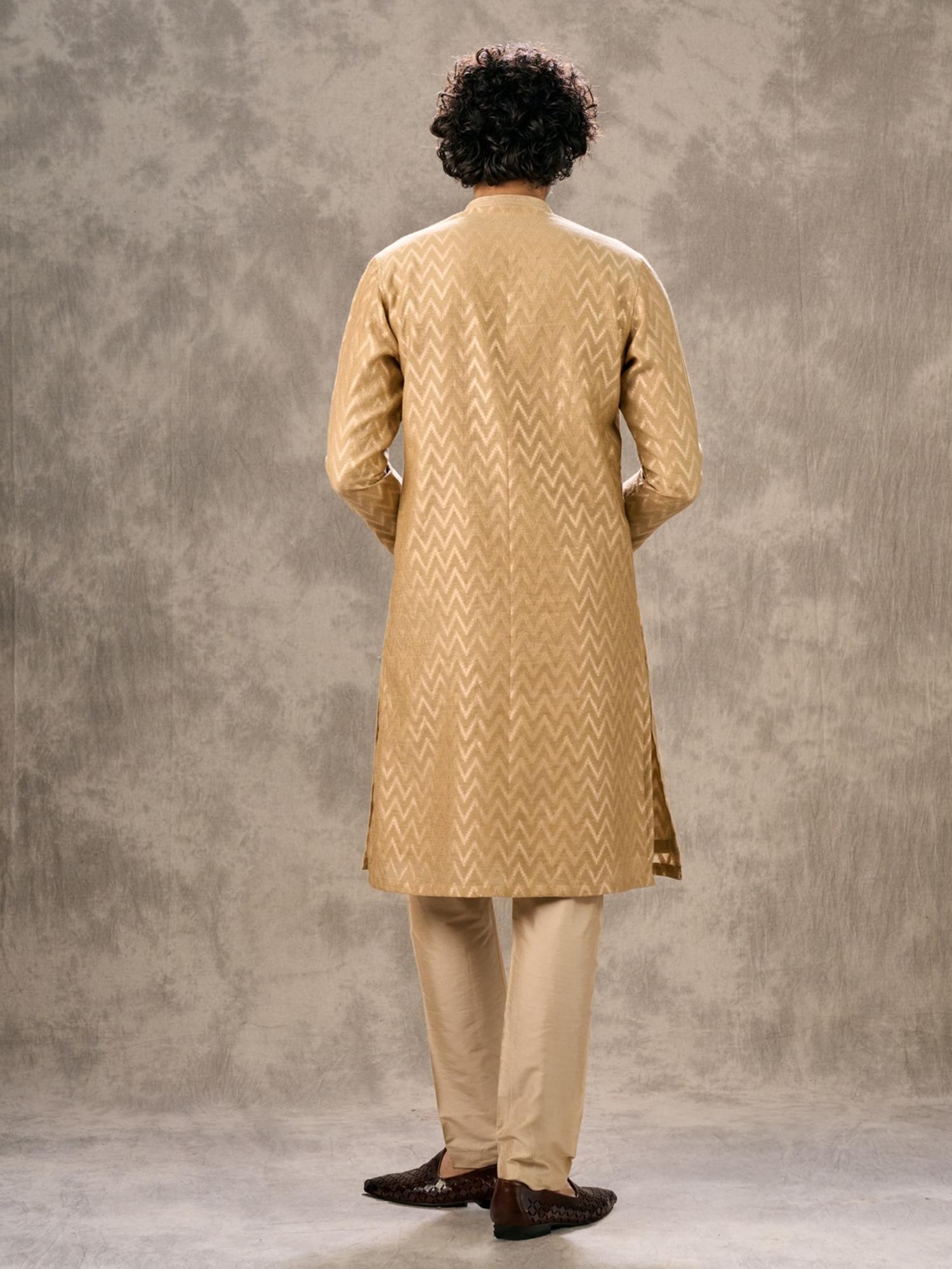 Beige Chanderi Splendored Kurta with Pyjama