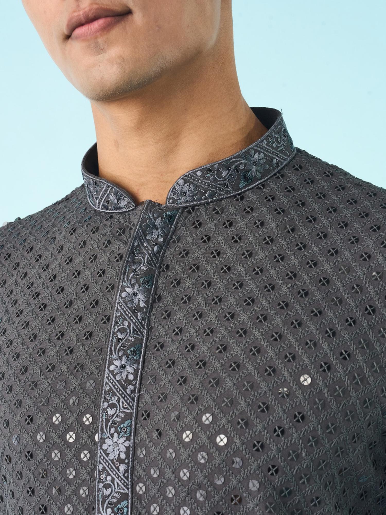 Dark Grey Splendored Kurta