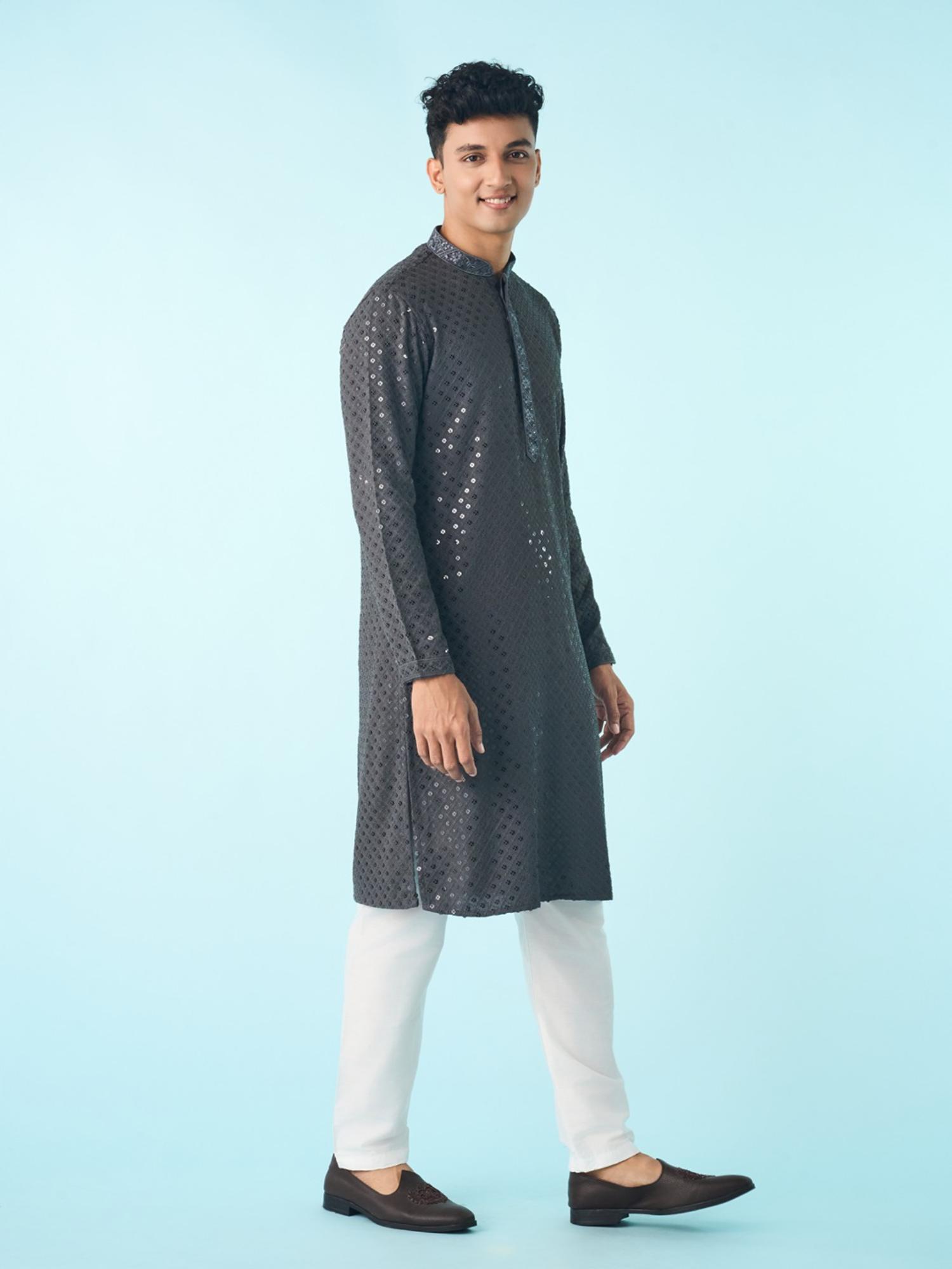 Dark Grey Splendored Kurta