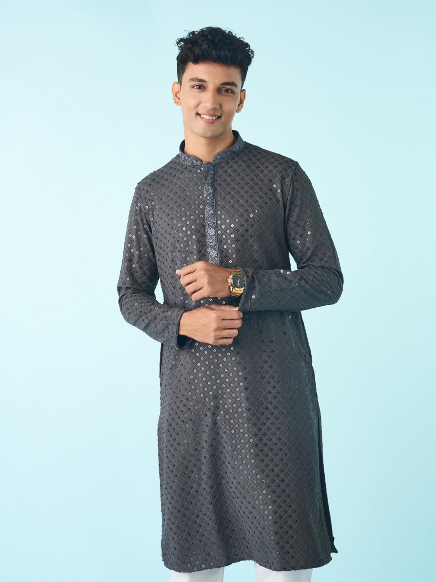 Dark Grey Splendored Kurta