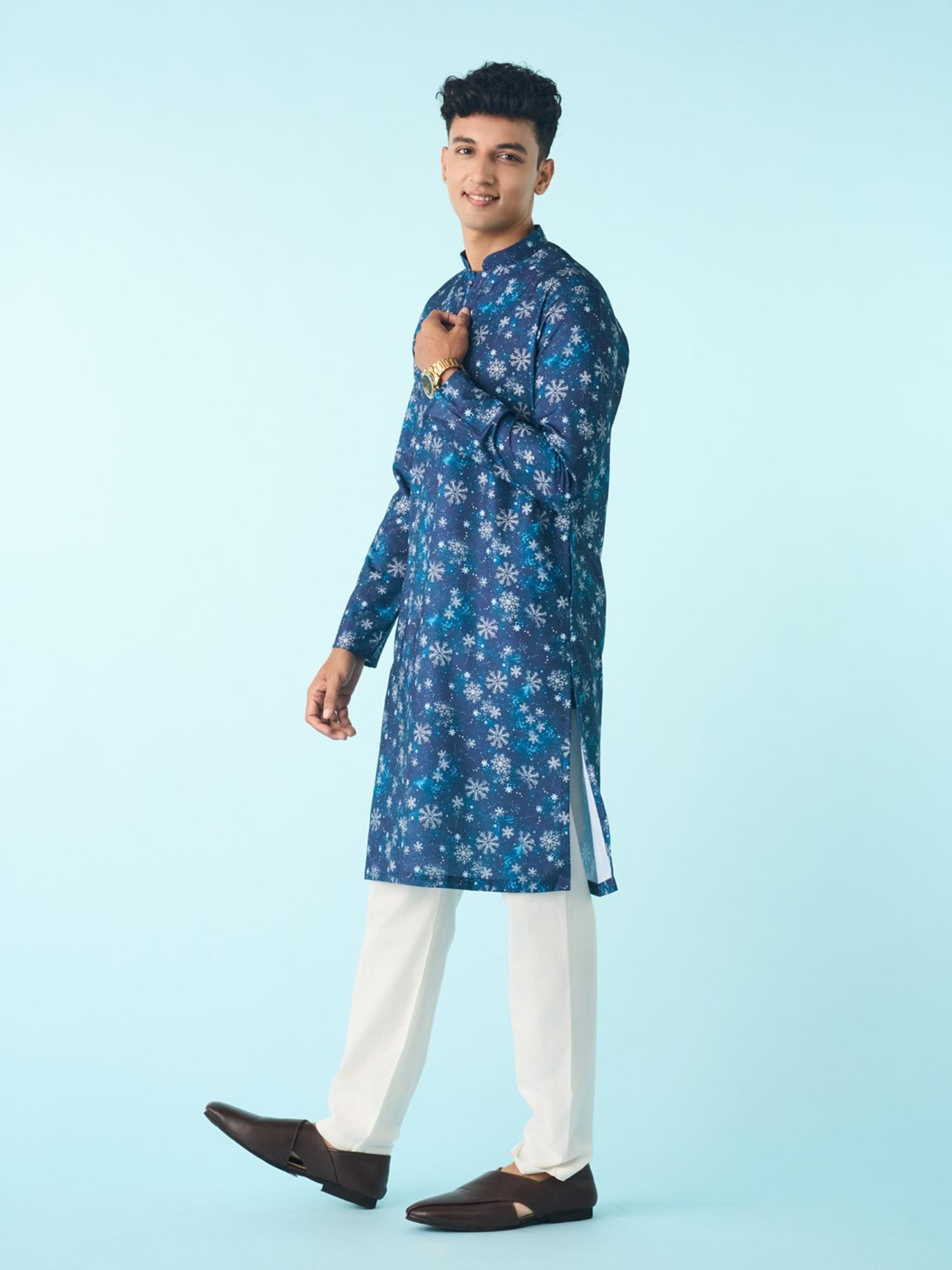 Enchanting Navy Blue Printed Kurta