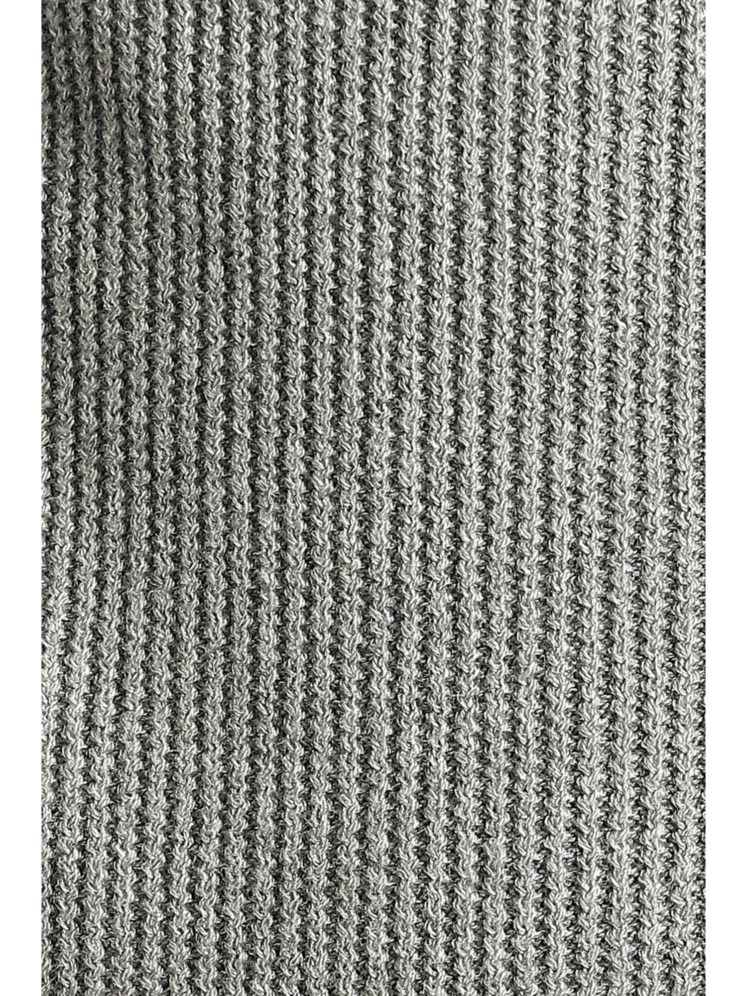 Grey Textured Hooded Neck Full Sleeves Sweater