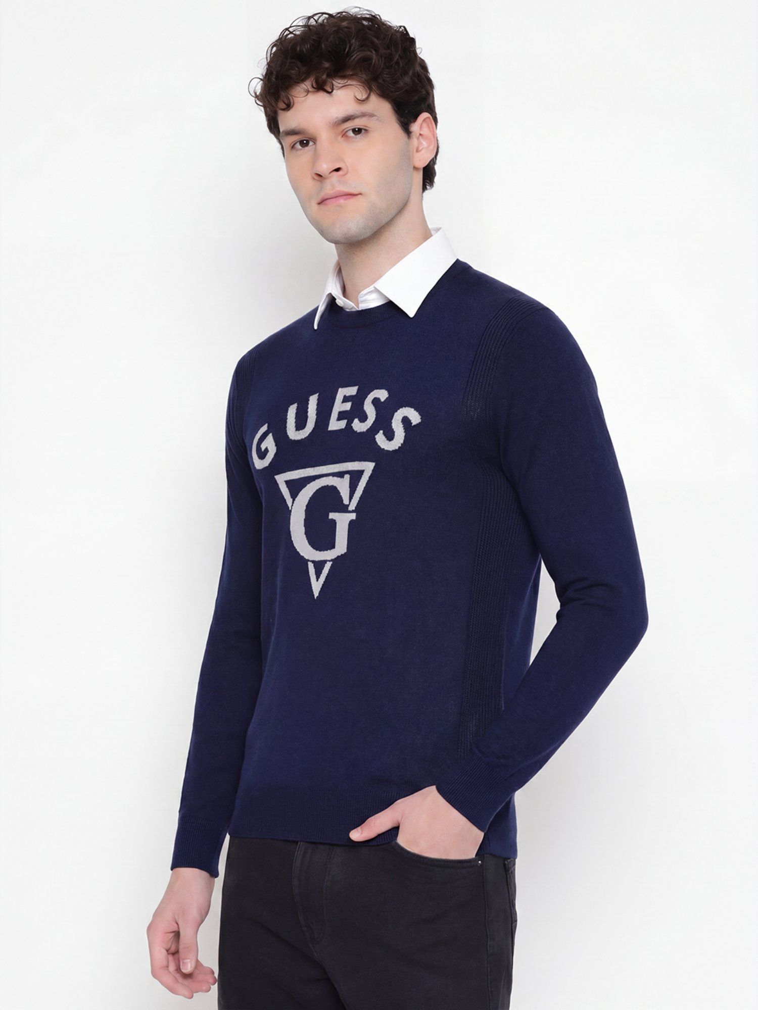 Brand Logo Round Neck Long Sleeves Sweater