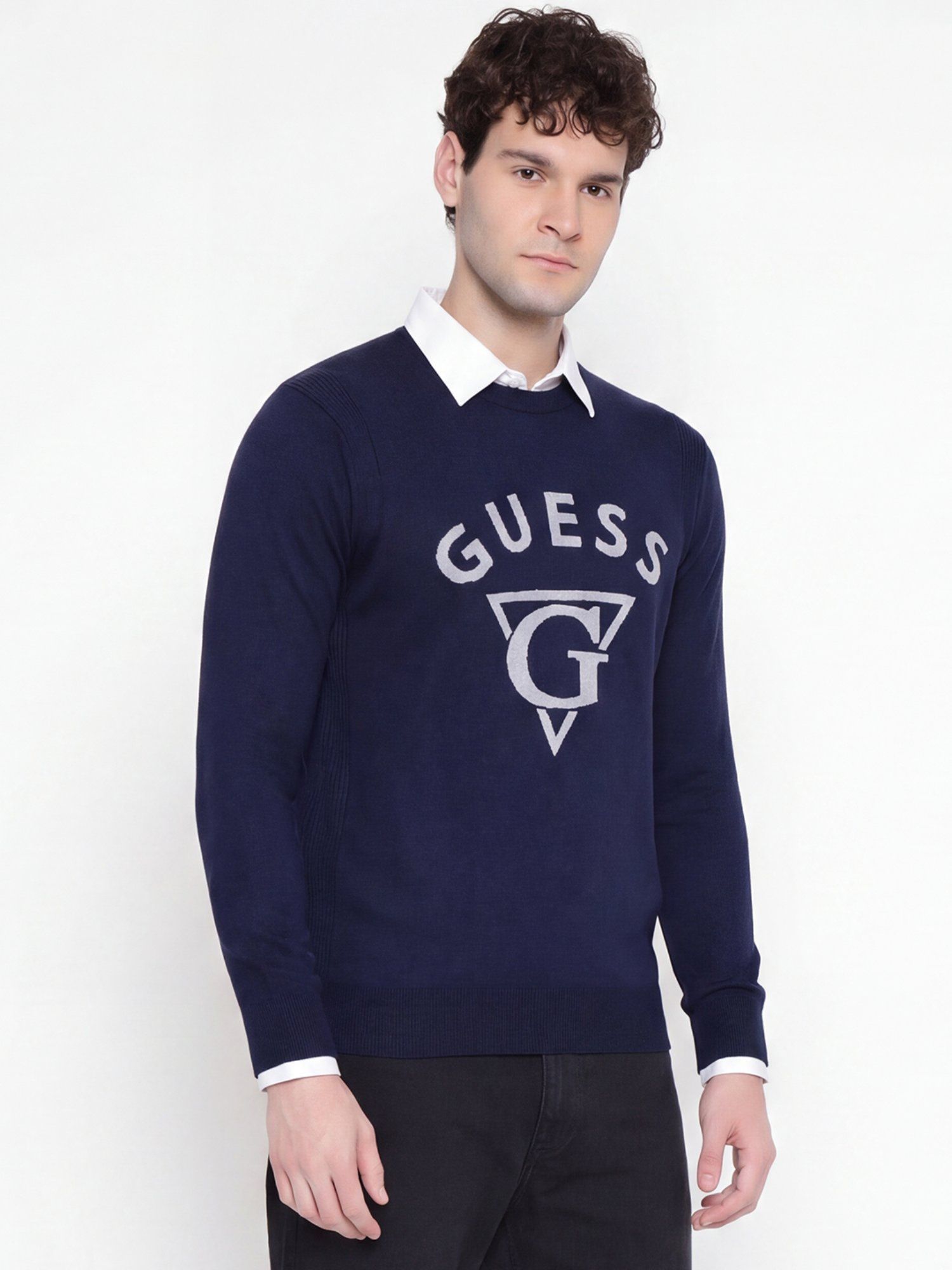 Brand Logo Round Neck Long Sleeves Sweater