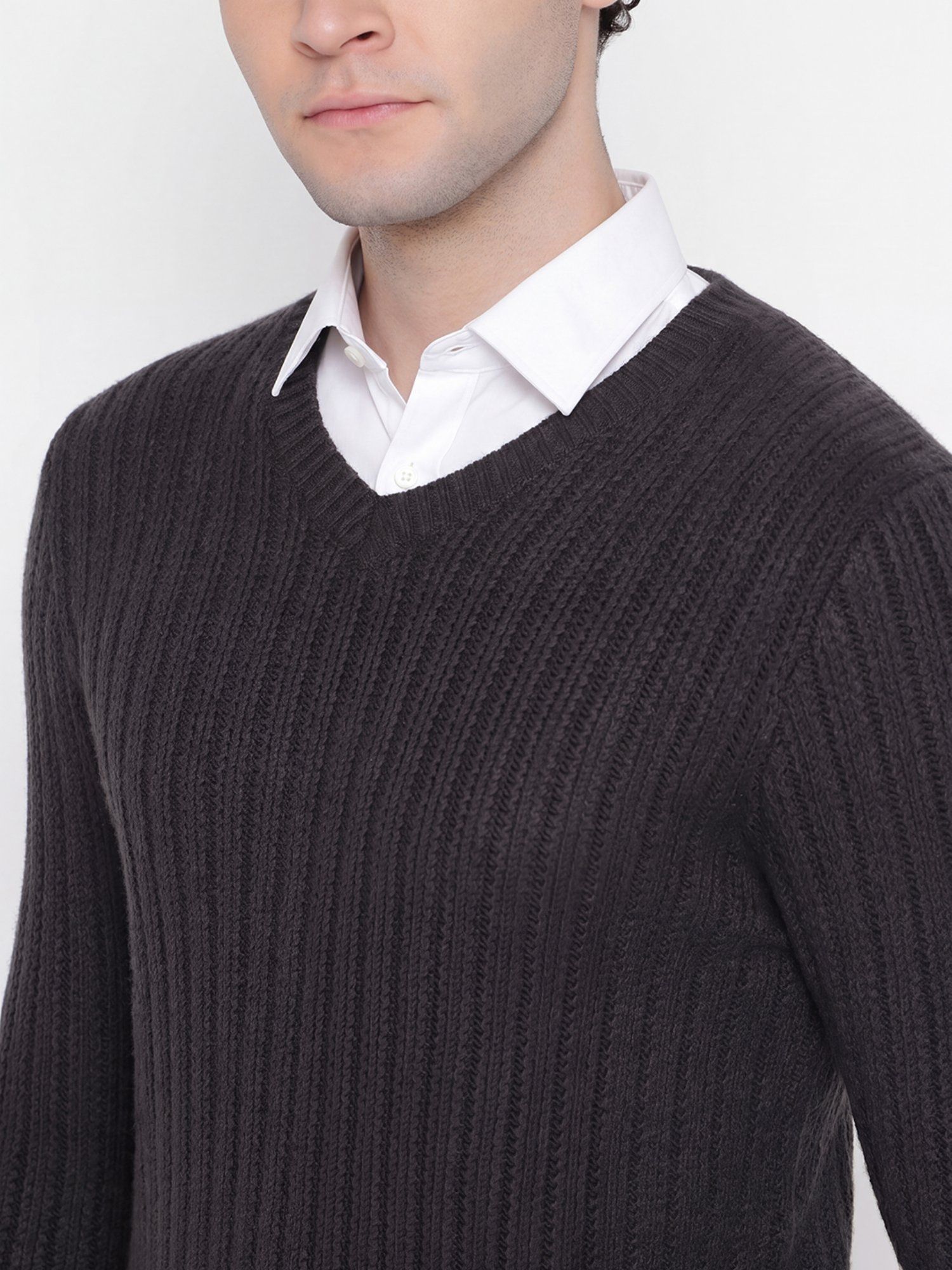 Knitted V Neck Long Sleeves Sweater