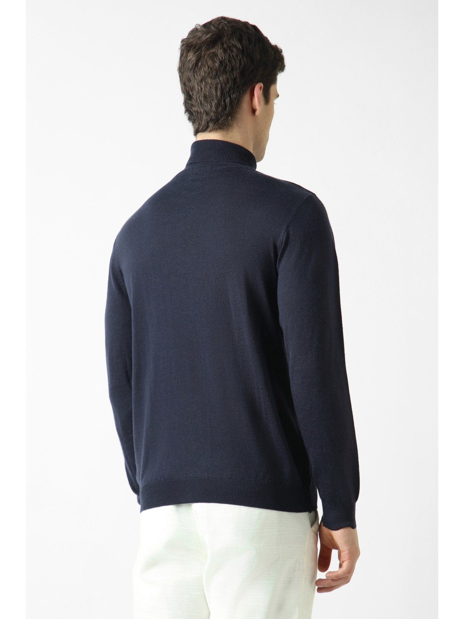 Navy Solid Turtle Neck Sweater