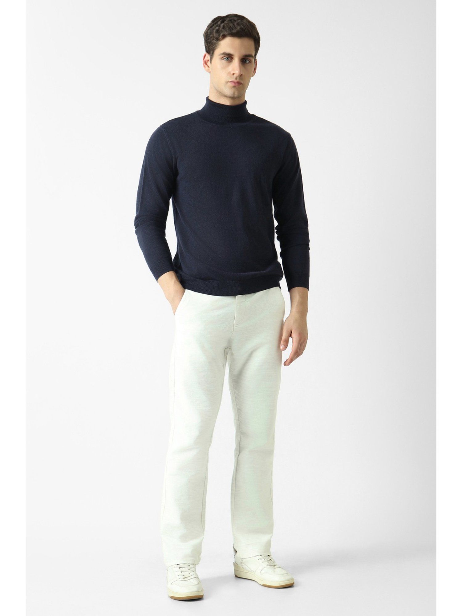 Navy Solid Turtle Neck Sweater