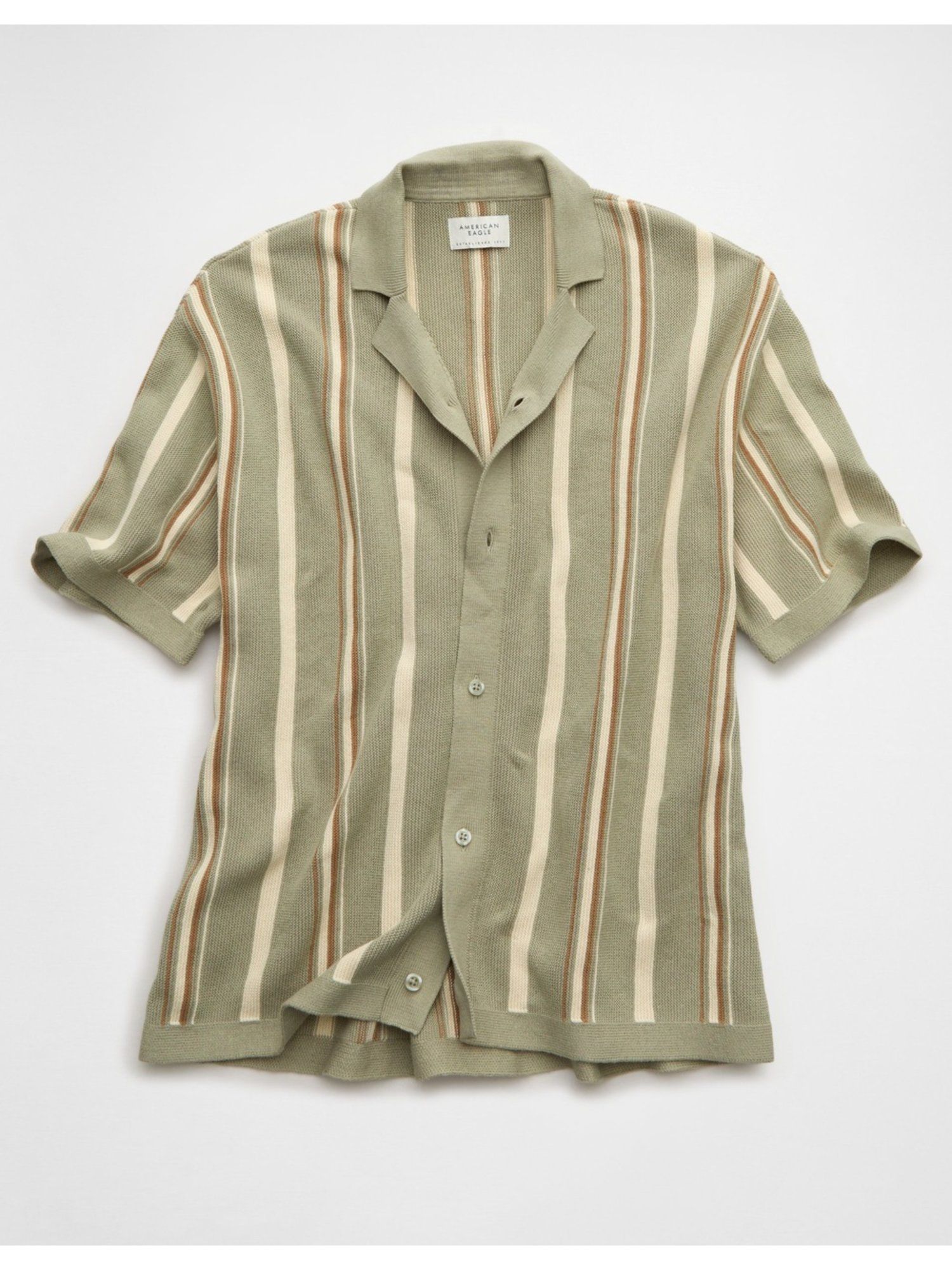 Green Striped Button Up Sweater