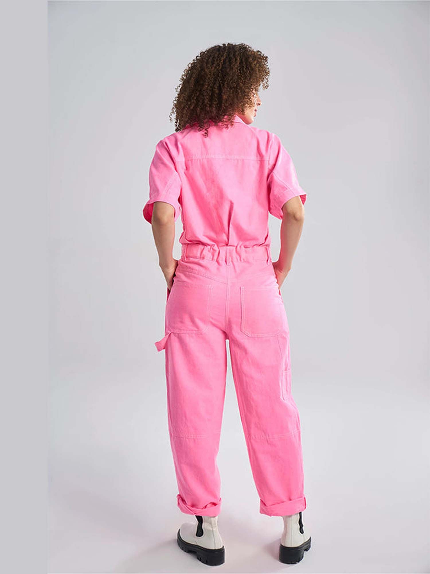 Gili Pink Khadi Solid Jumpsuit