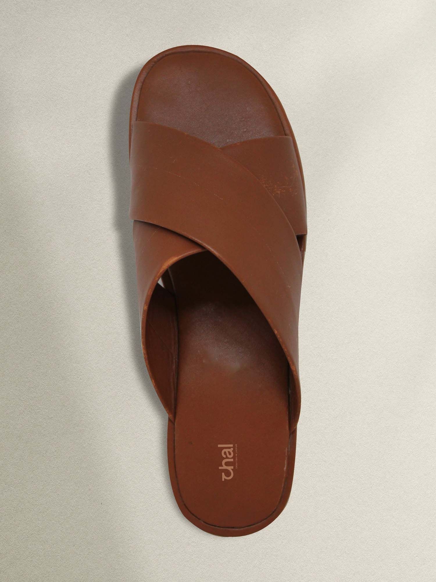 Criss Cross Leather Slippers