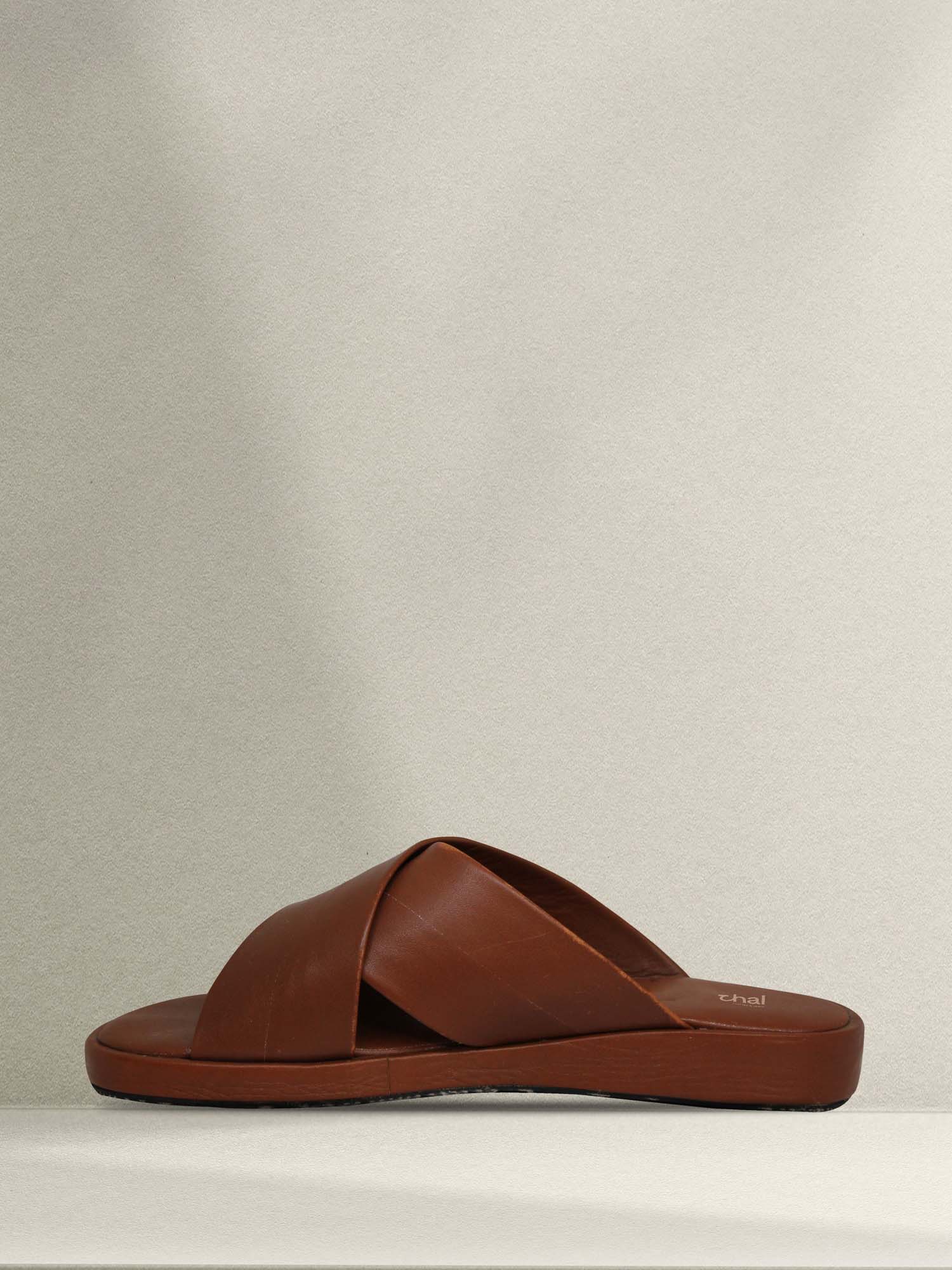 Criss Cross Leather Slippers