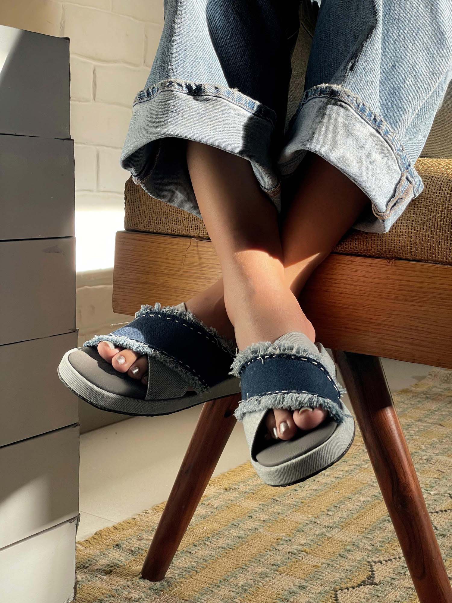 Cross Denim Flipflops