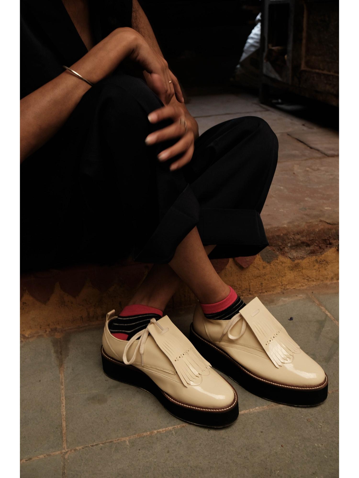 Cream Oxford Pastel Men Shoes