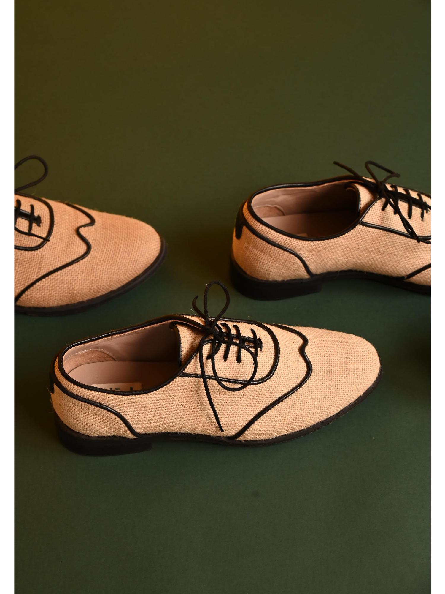 Roshni Oxfords Beige Men Shoes