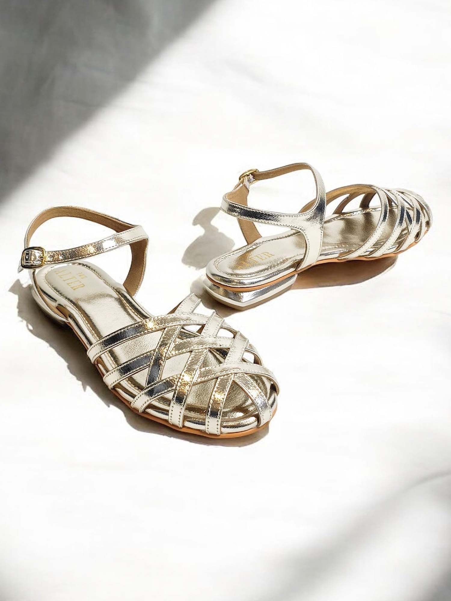 Zoey Gold Cutwork Round Toe Mules