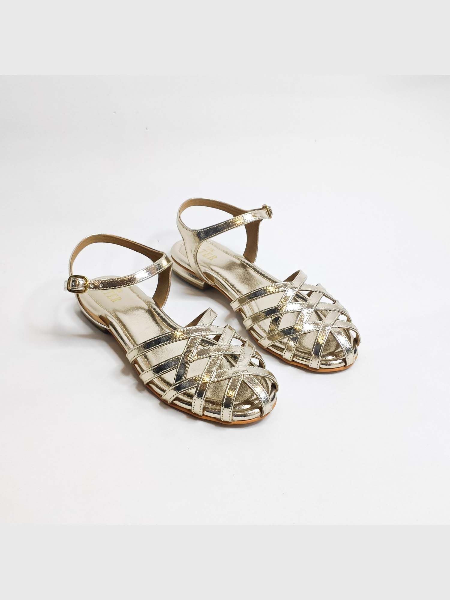 Zoey Gold Cutwork Round Toe Mules
