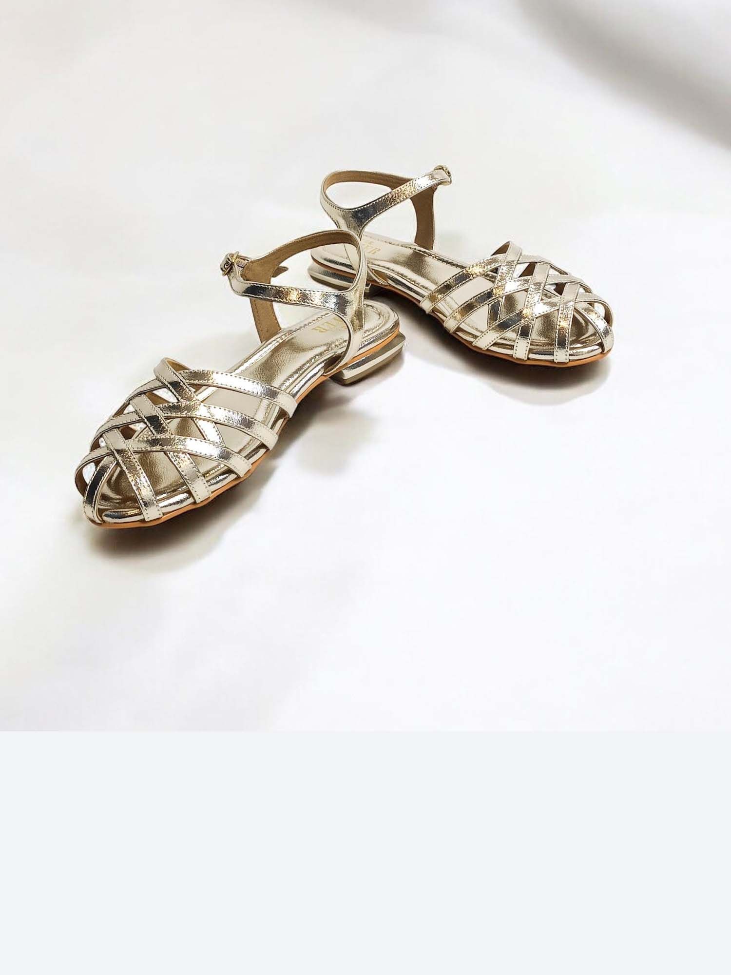 Zoey Gold Cutwork Round Toe Mules