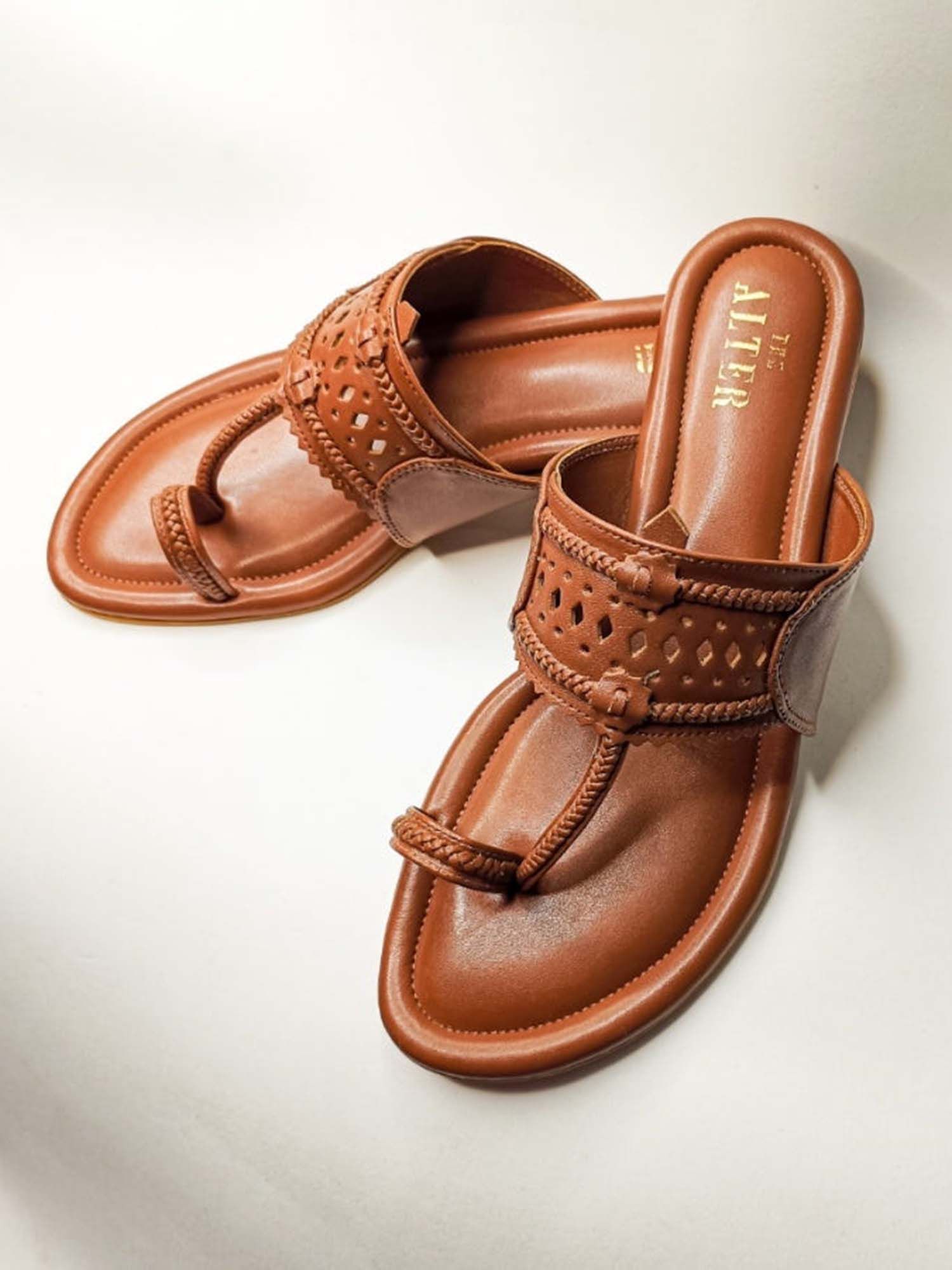 Monochrome Tan Kohla One Toe Flats