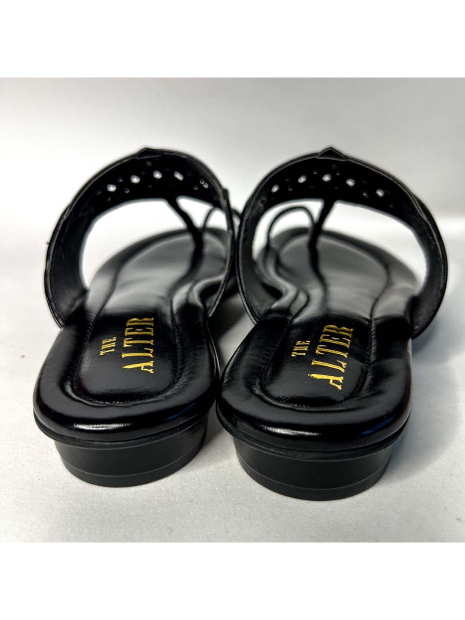 Monochrome Black Kohla One Toe Flats