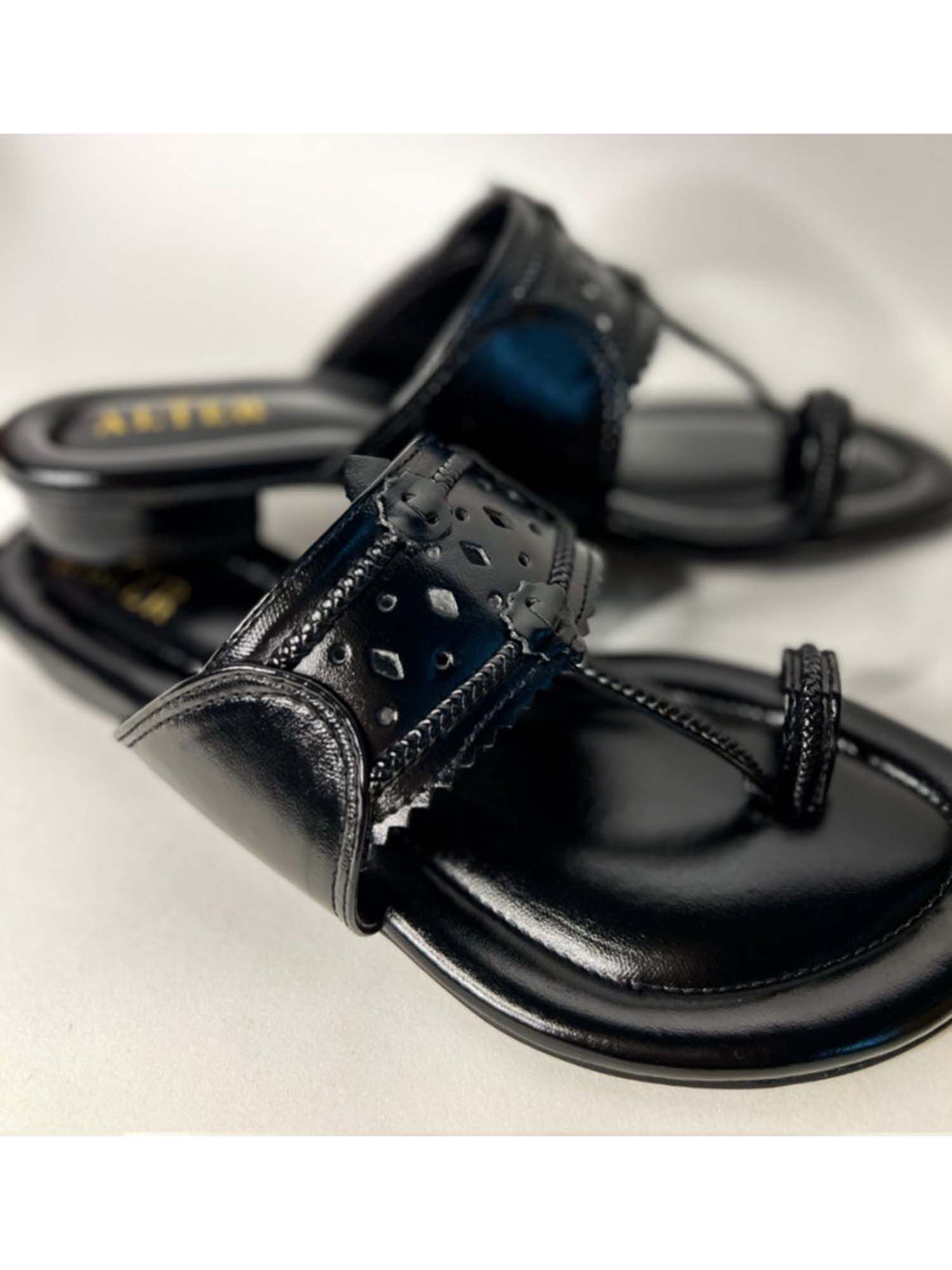 Monochrome Black Kohla One Toe Flats