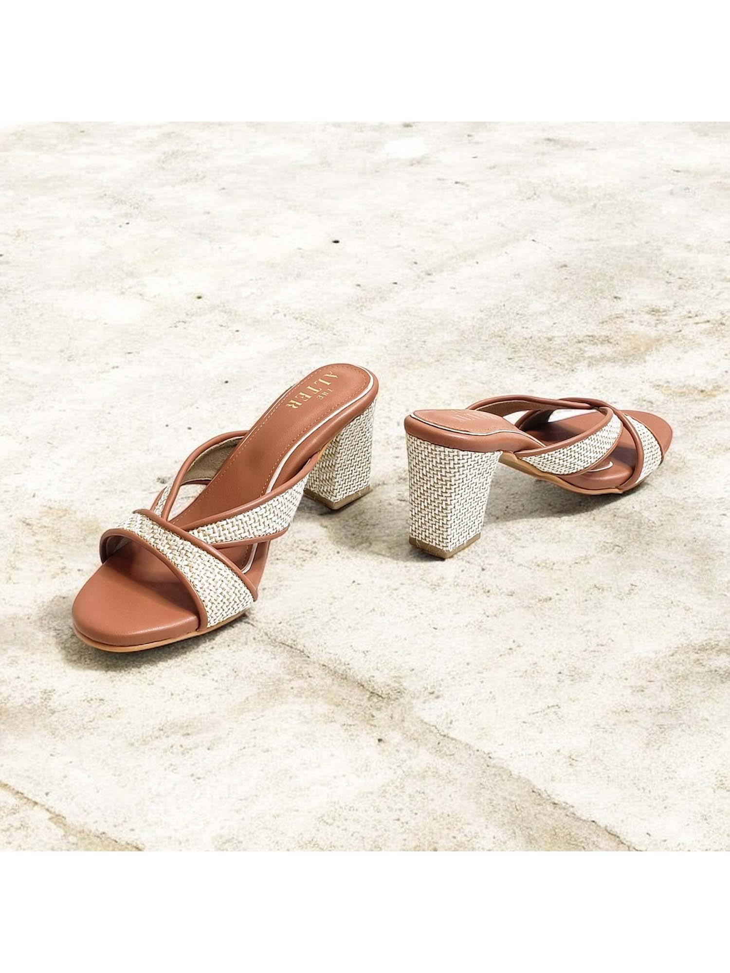 Jute Tan Block Heels