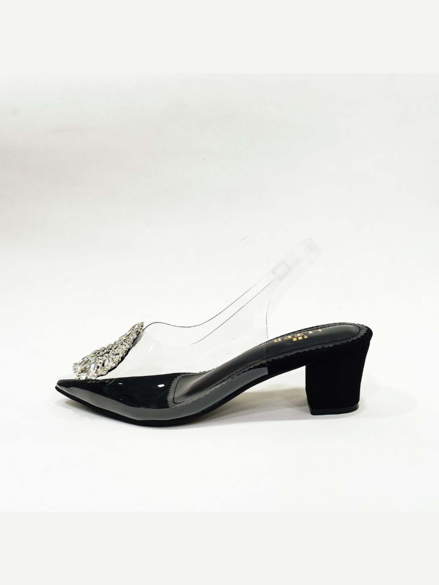 Layla Black Embellished Block Heels