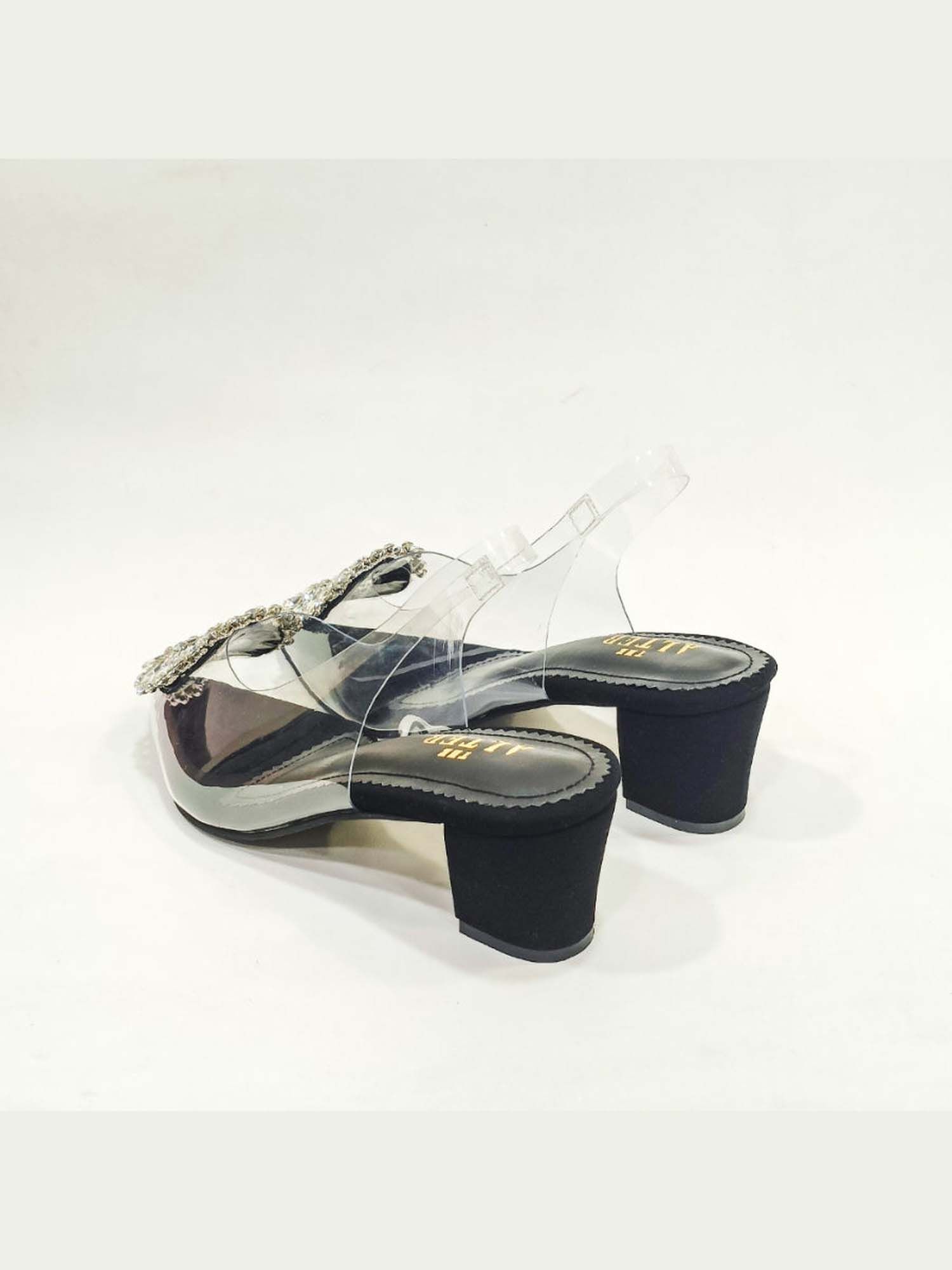 Layla Black Embellished Block Heels