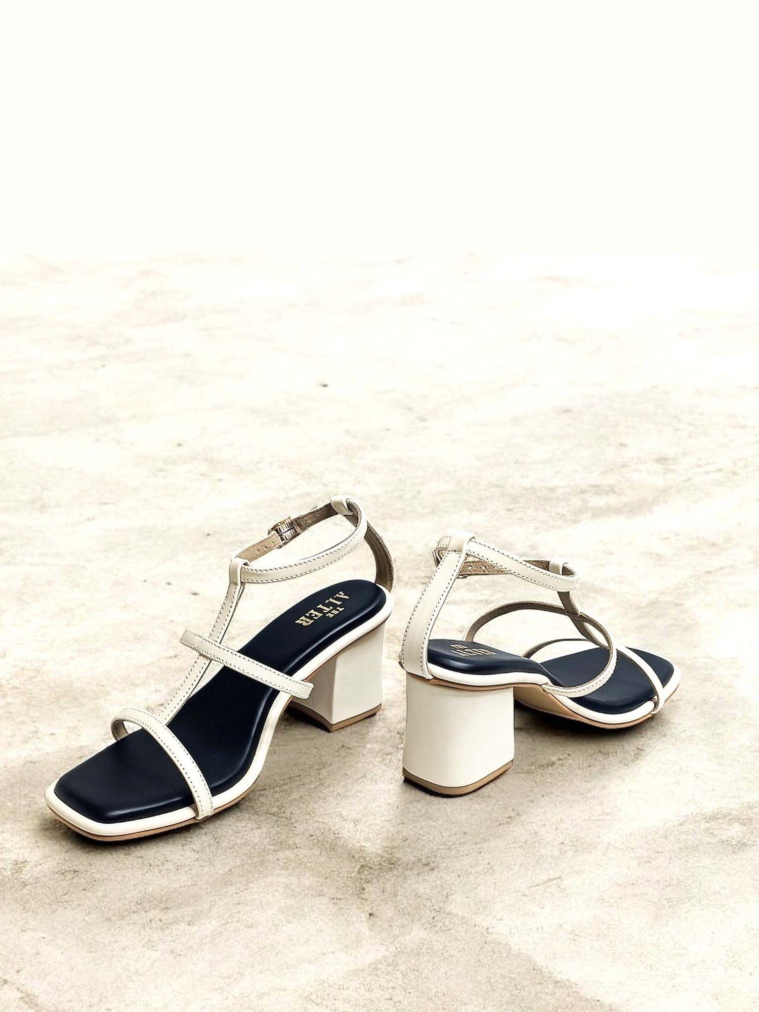 Luna Beige Strappy Block Heels