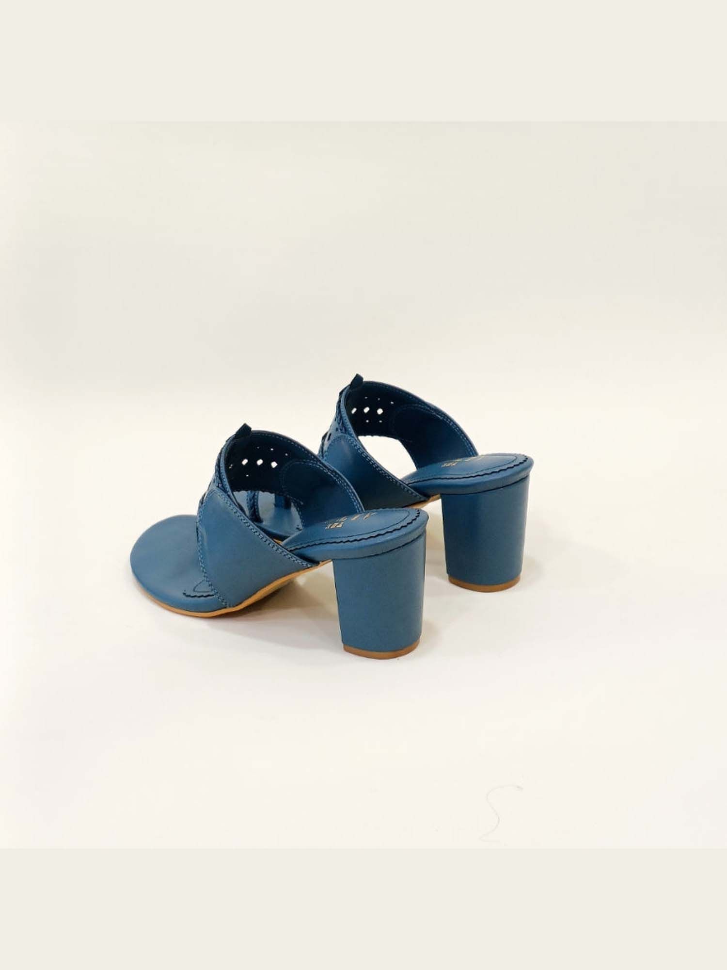 Monochrome Blue Kohla Block Heels