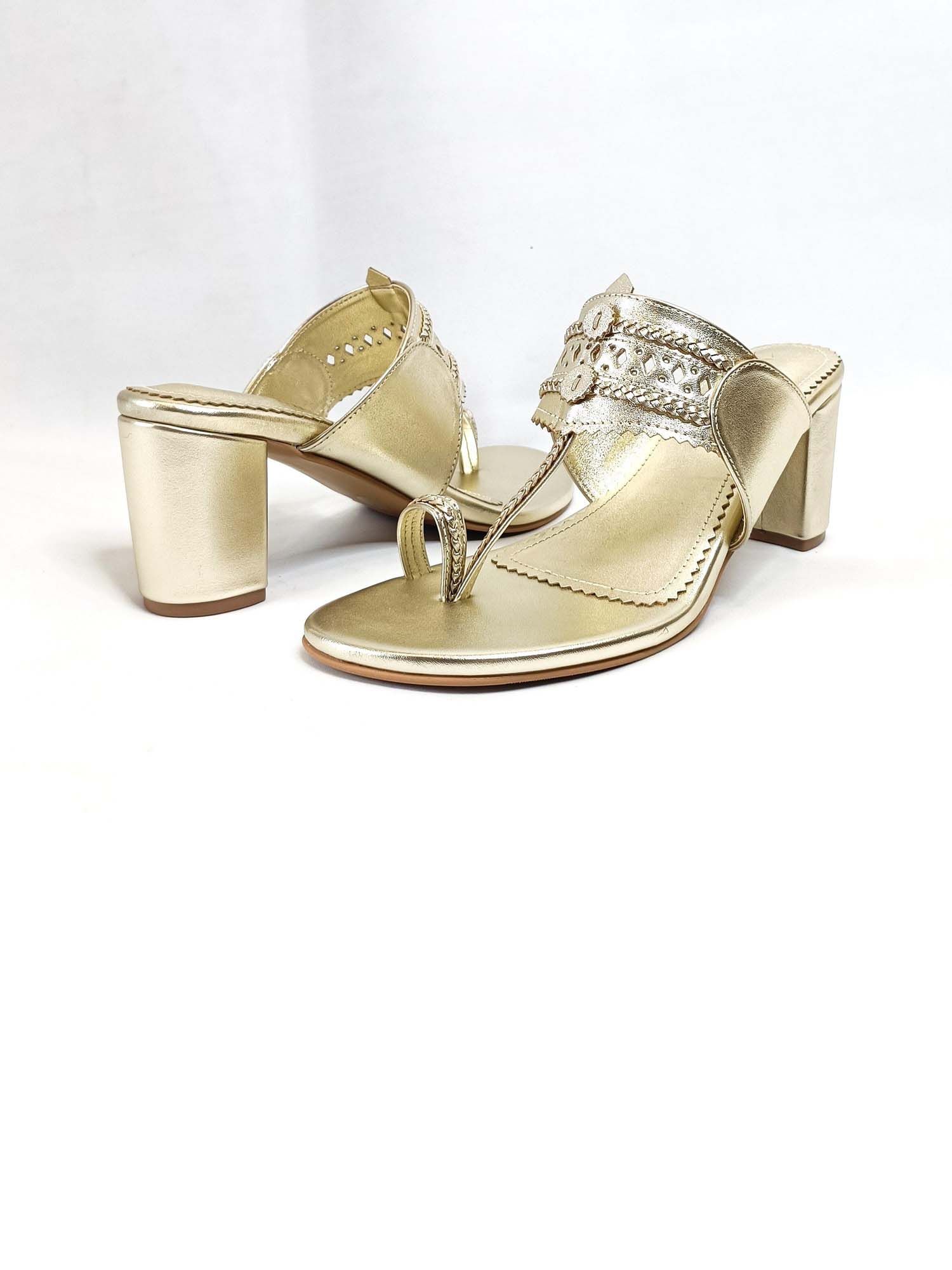 Monochrome Gold Kohla Block Heels