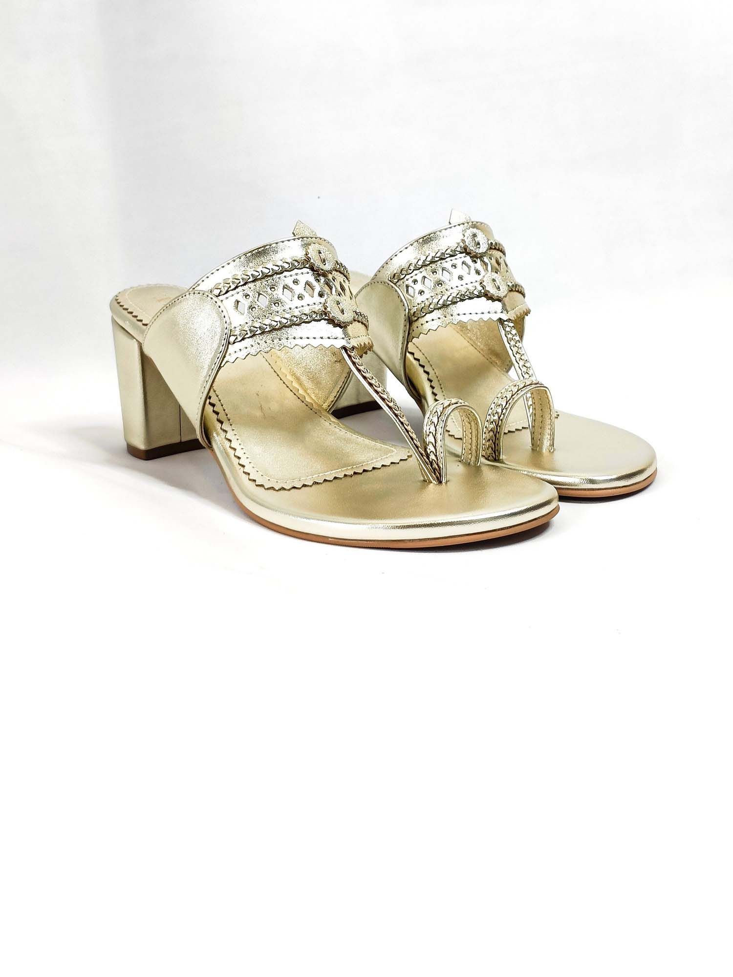 Monochrome Gold Kohla Block Heels